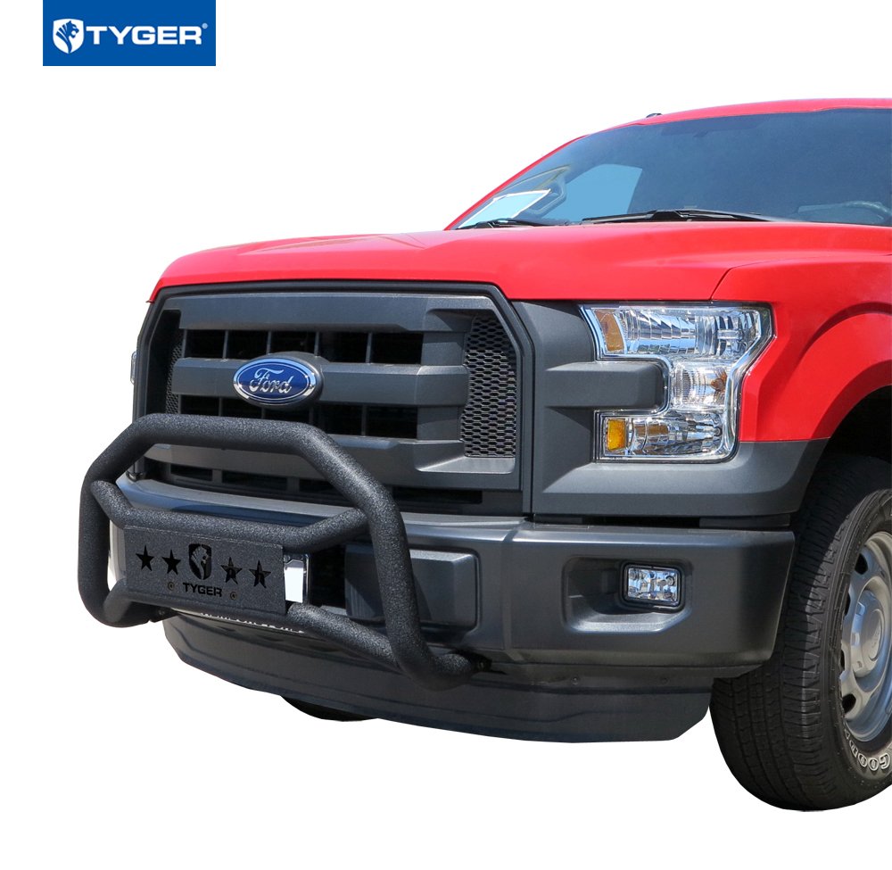 Tyger Auto Front Bumper Guard TG-GD6F60098 for 2004-2024 Ford F150, Textured Black, Carbon Steel, Light Mount, Excludes Raptor & Diesel