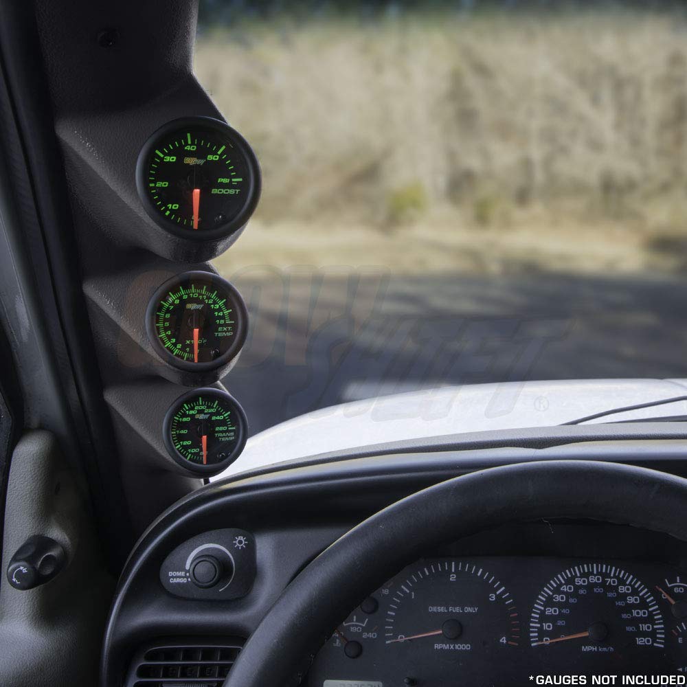 GlowShift Gray Triple Pillar Gauge Pod Compatible with Dodge Ram Cummins 1500 2500 3500 1998-2002 - Factory Color Matched - UV P