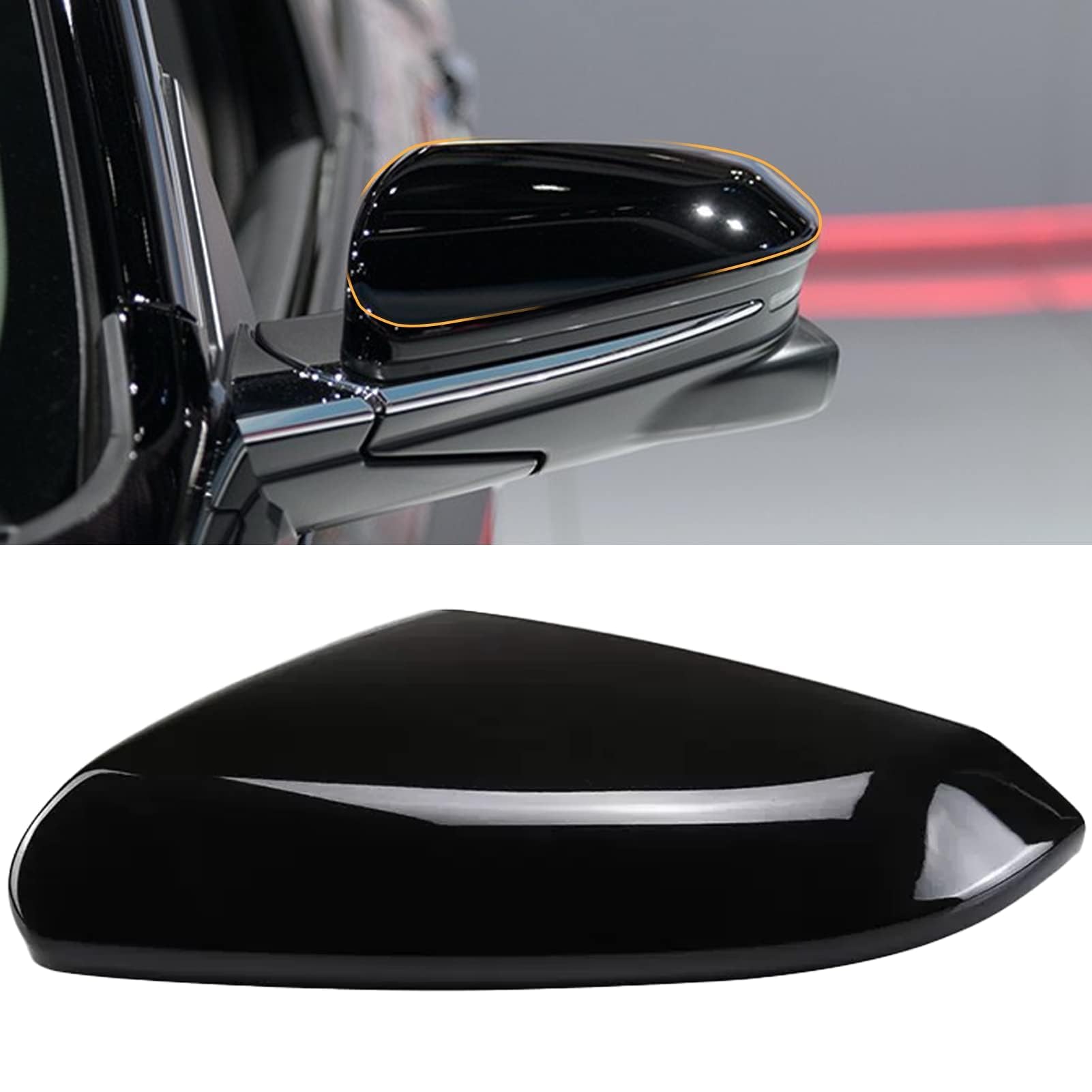 Moonlinks Compatible With 2016-2021 Honda Civic Driver Side Mirror Cover Replacement,Glossy Black For 10Th Gen Civic,2019-2022 I
