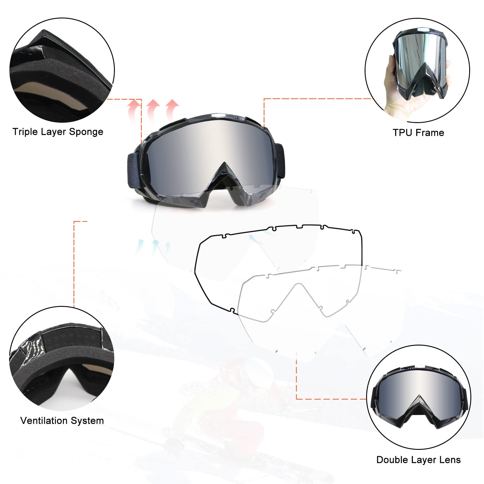 Zukmi Dirt Bike Goggles Atv Motocross Motorcycle Mx Off Road For Men Women Adult Youth Riding Racing