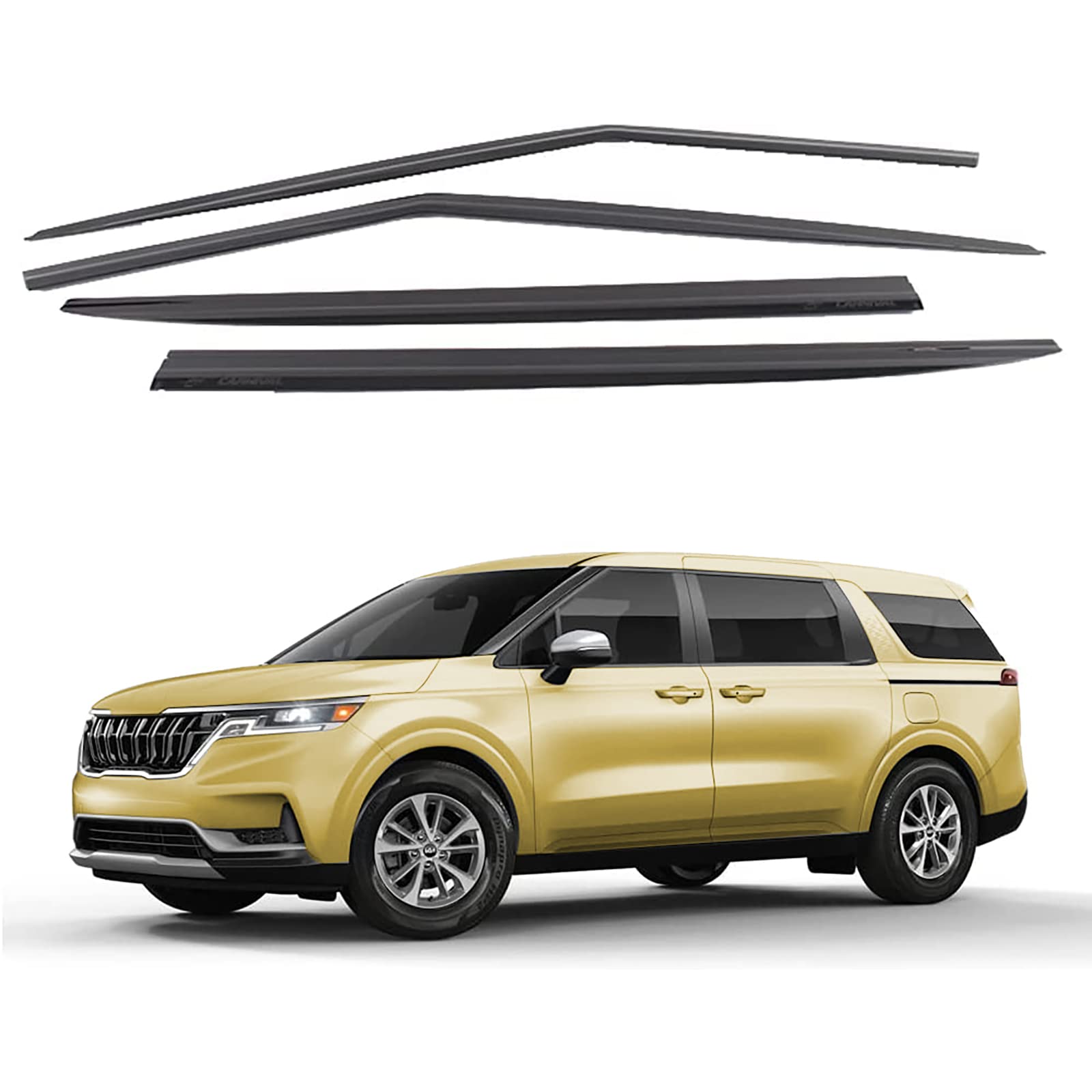 Zzdsnj Tape-On Windows Visor Rain Guard 4-Piece For 2022 Kia Carnival Rain Guards Shield Shade Smoke