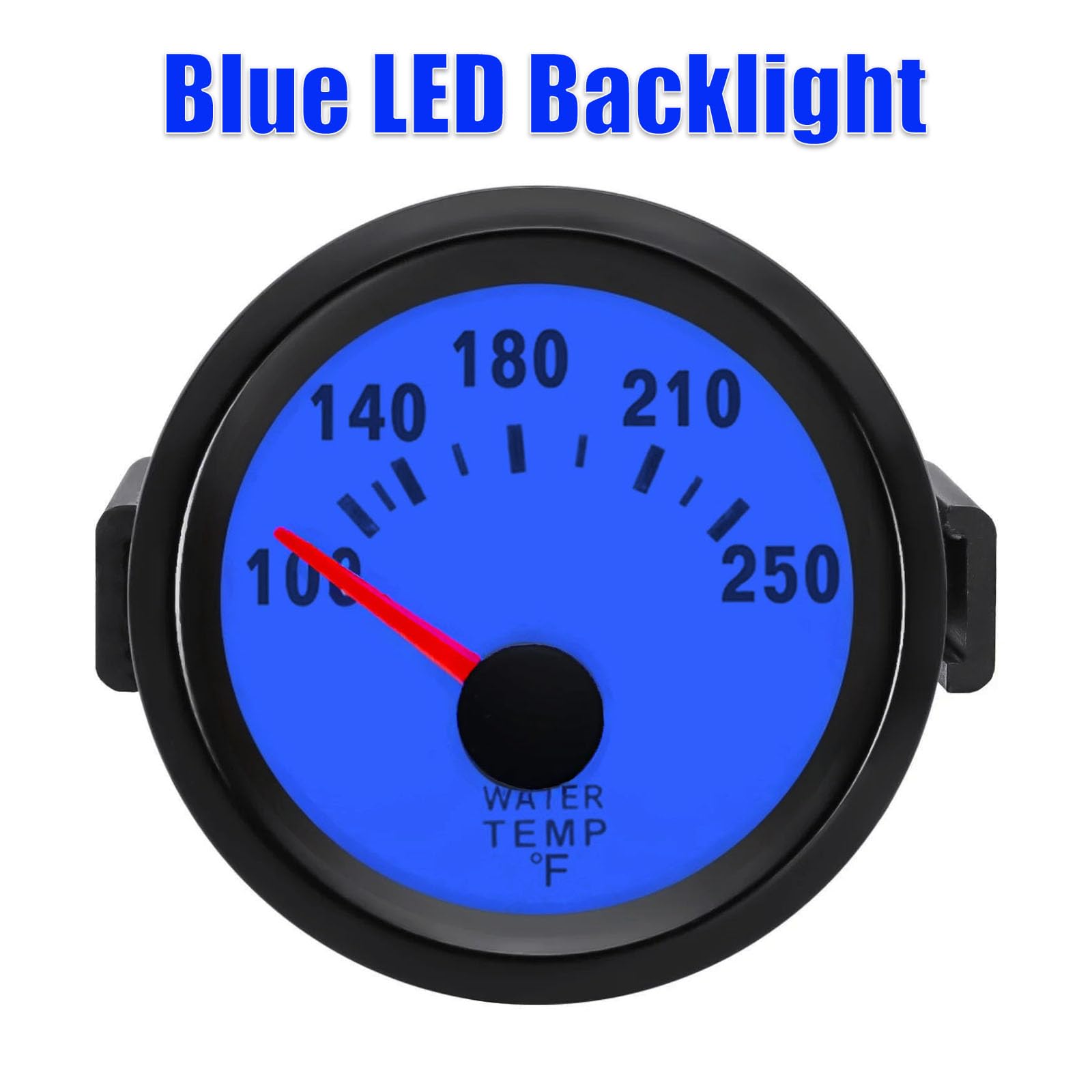 BYYOUIV 2'' Universal Water Temp Gauge, 100-250? Blue LED Backlit DC 12V Thermometer Kit for Car/Boat/Truck/Motorcycle