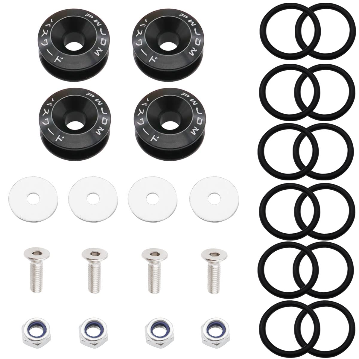 Taiss Bumper Quick Release (Black), Front And Rear Bumper Tight Plate Fixing Kits, Supporting Reinforcing Washers And Screws, Compatible With Gm Bumper Engine Hatch Kit.