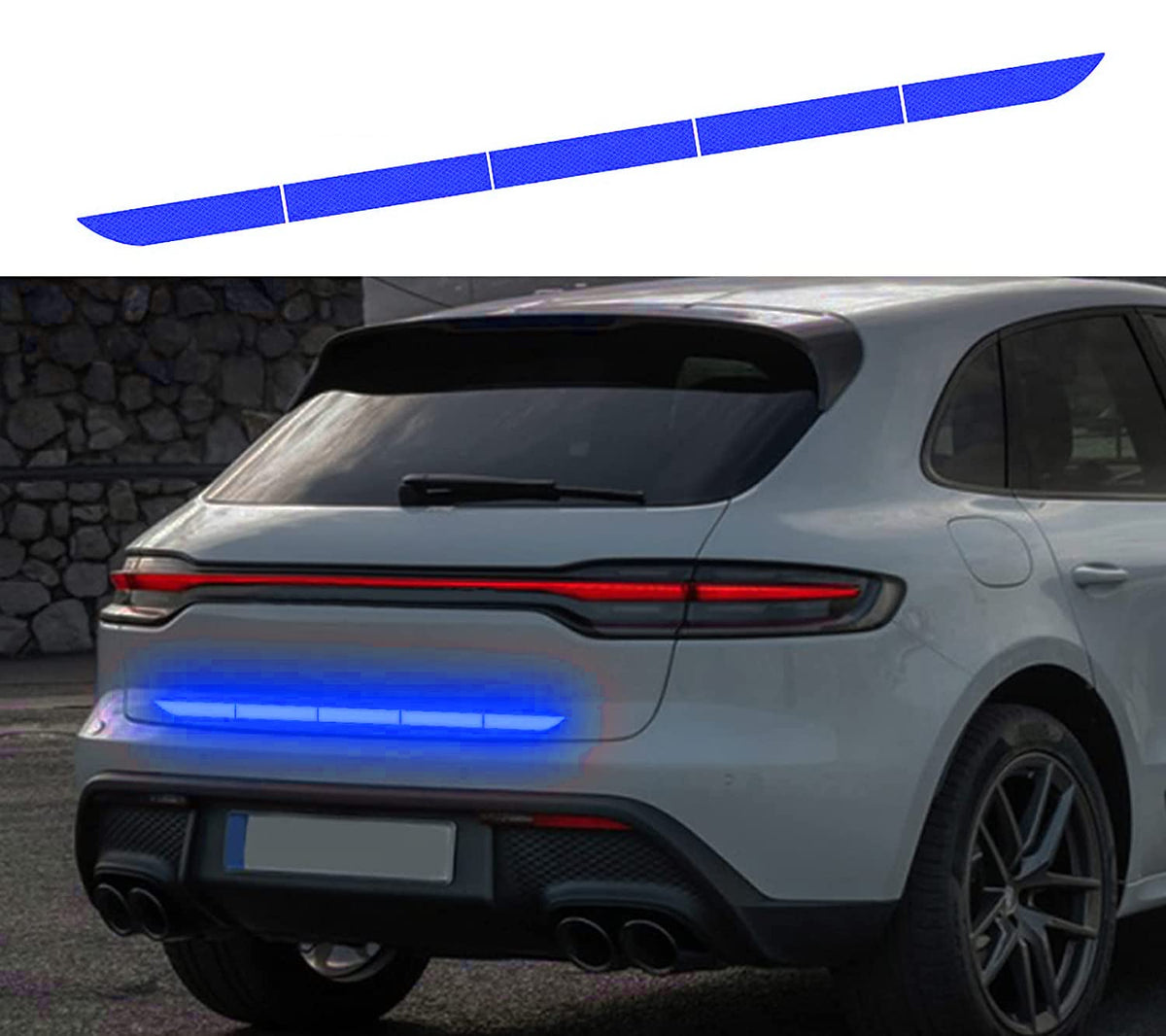 Ruante Universal Car Reflective Stickers Super Reflective Car Boot Tailgate Trim Stickers Car Anti-Collision Strips Reflective Stickers Warning Stickers Anti-Scratch Protection (Blue 5Pc)