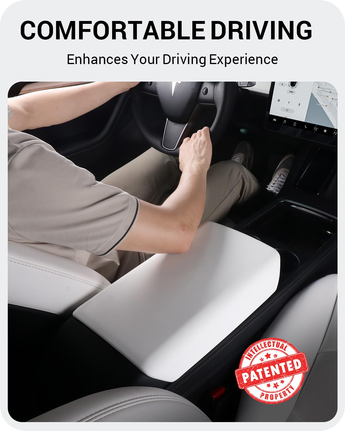 Basenor Tesla Model 3 Model Y Center Console Cover Tpe Armrest Cover Non-Slip Protector Armrest 2016-2024 Tesla Interior Accesso