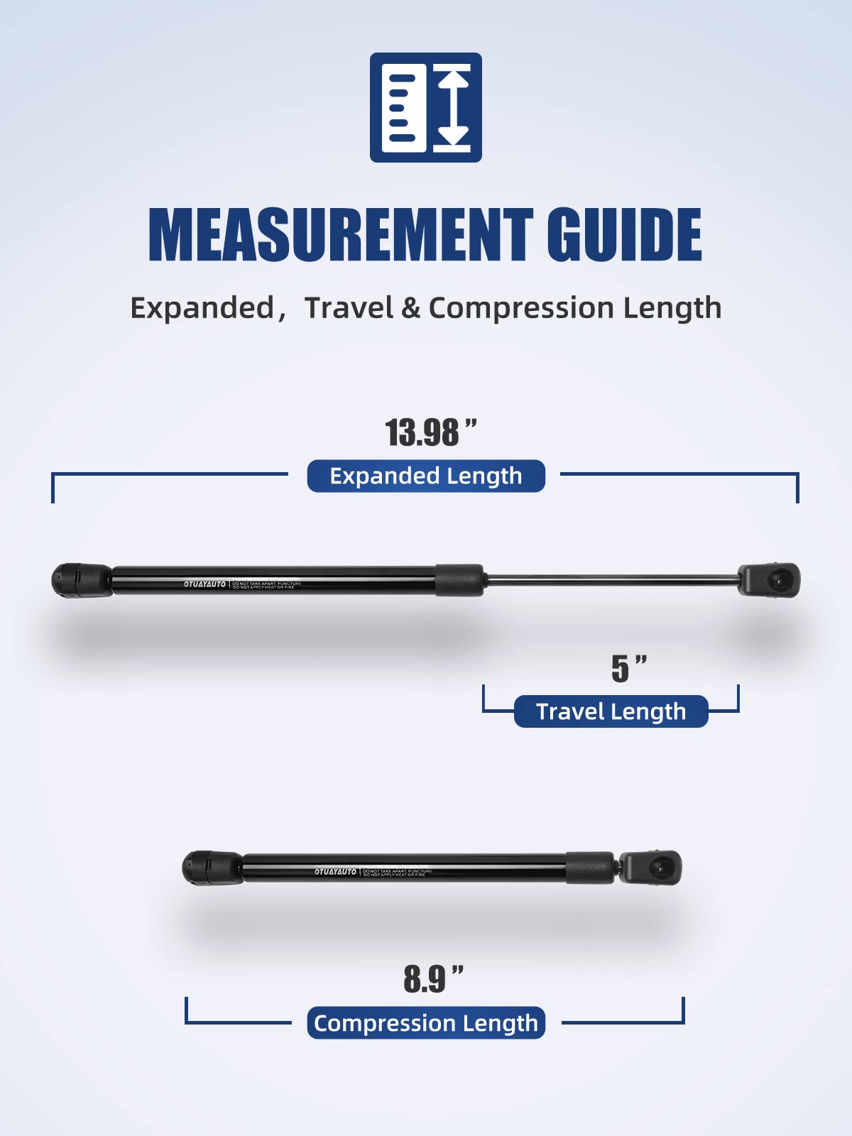 Otuayauto 14 Inch Gas Strut - 107N/24Lbs Universal Lift Support - Replacement For Camper Shell Shocks, Canopy, Tool Box, Truck C