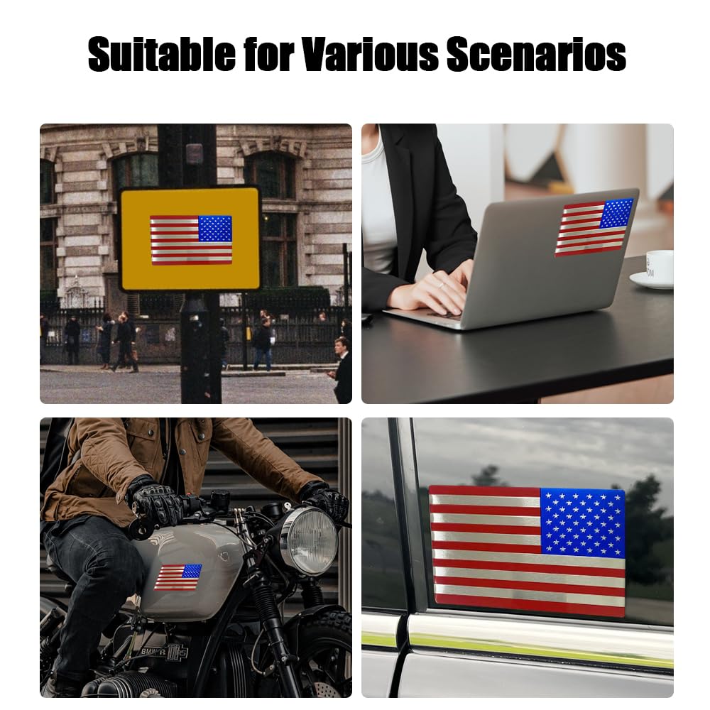 Pincuttee 2PC 3D Metal USA Flag Emblem, Car Decal and Sticker, Car Exterior Accessories (Blue+Red, 2PC)