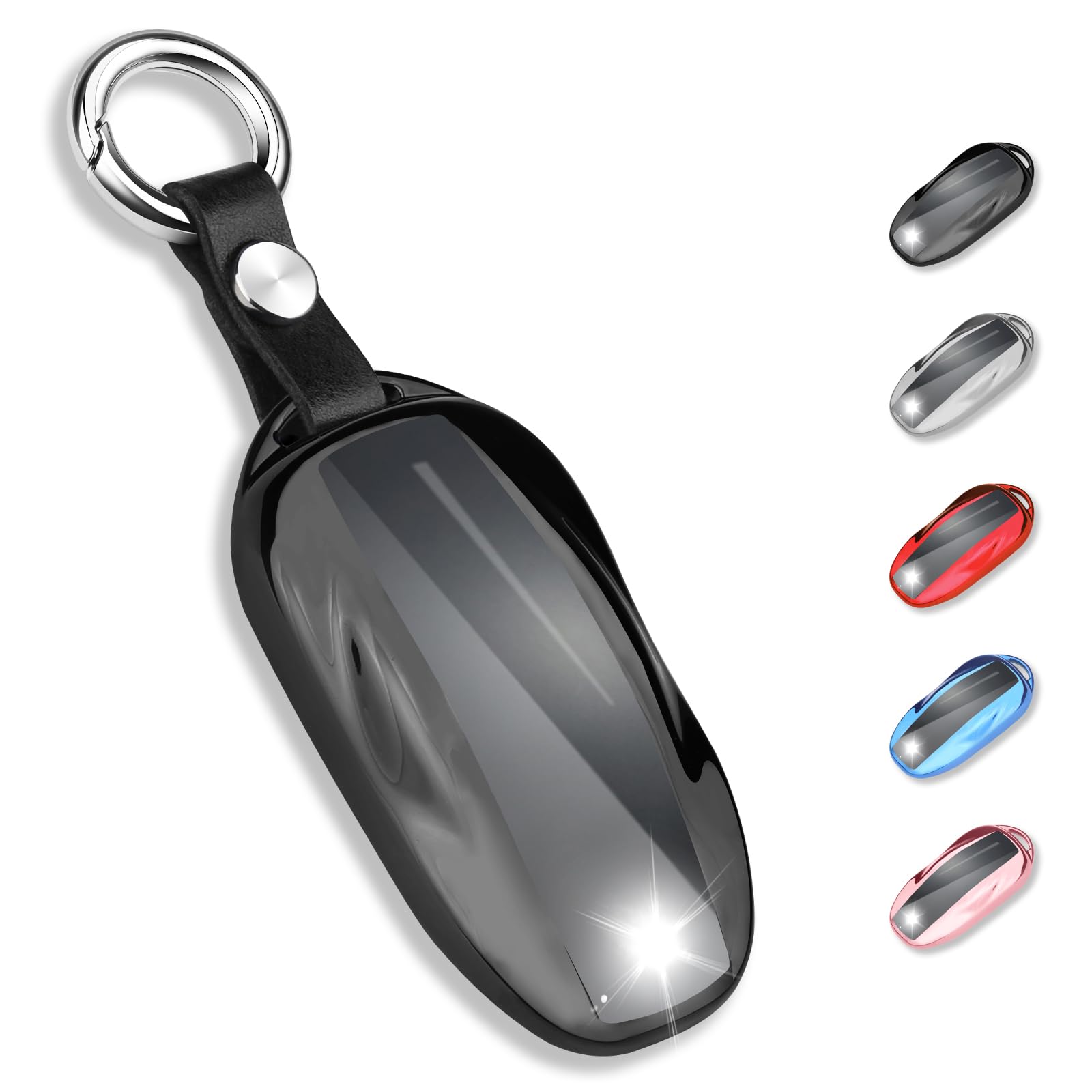 Qbuc For Tesla Key Fob Cover With Keychain Soft Tpu Protection Case Compatible With Tesla Model S (Black)