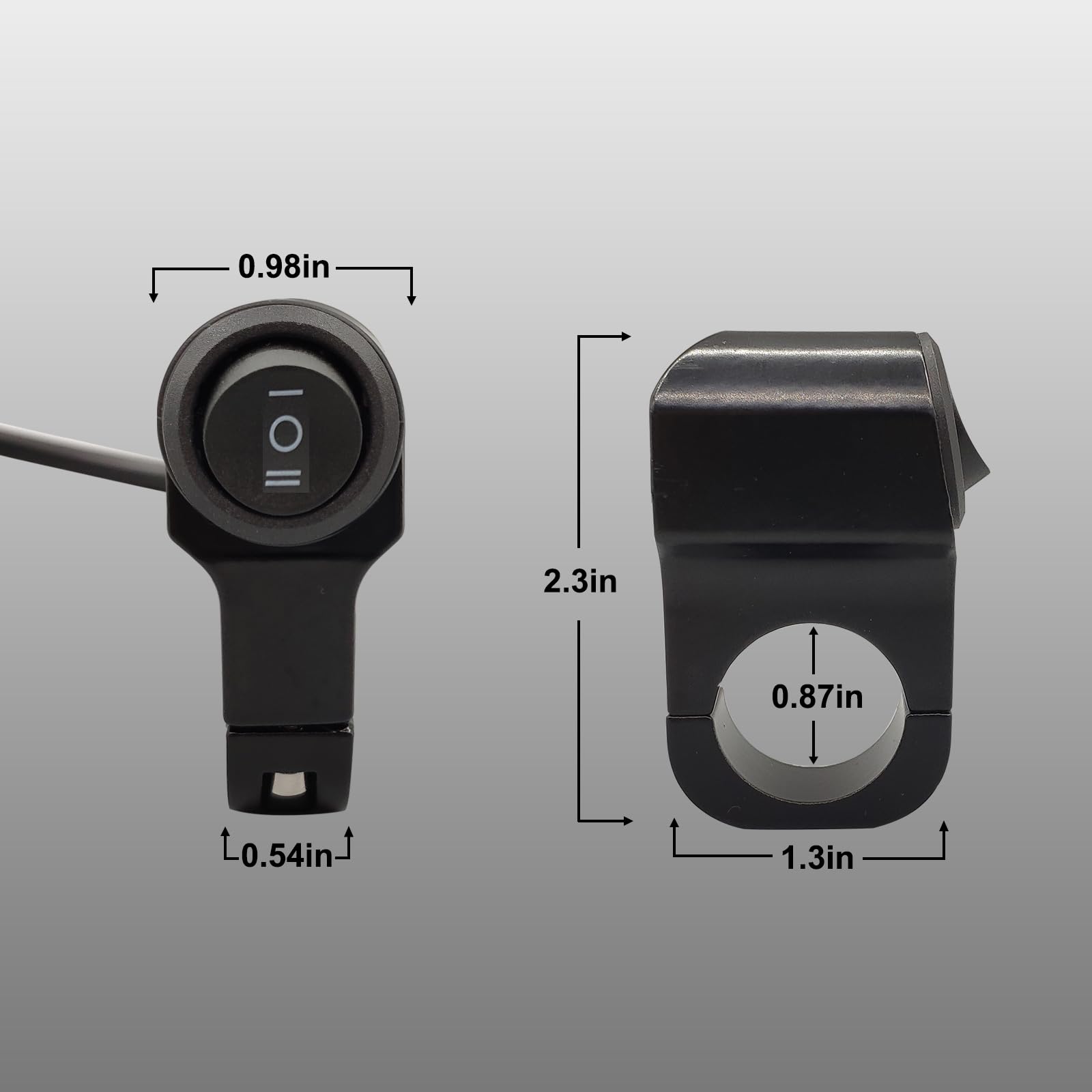 Autqva Handlebar Switch 7/8' For Motorcycle, On-Off-On Light Switch With Black Push Button And Solid Aluminium Alloy Base, 12V Atv Control Switch For Dirt Bikes, Pack Of 2Pcs