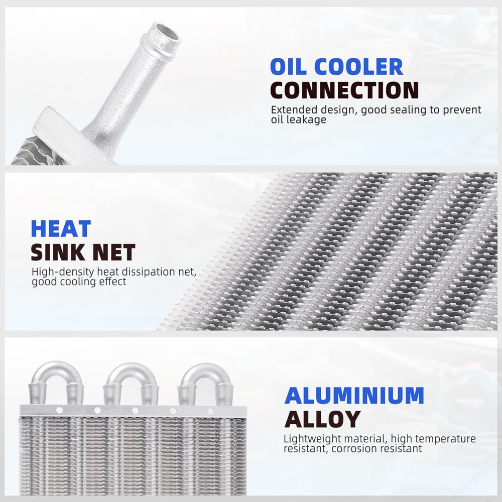 Bartoo Universal 5/16'' Transmission Oil Cooler Kit, Aluminium Alloy 6 Pass Tube And Fin Oil Cooler Kit(Sliver)
