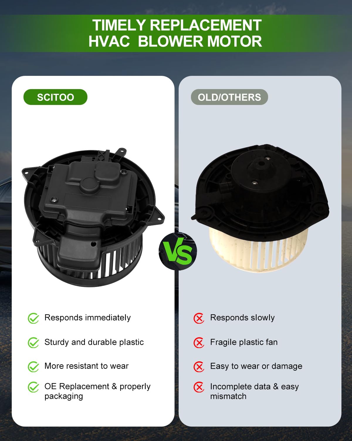 Scitoo Hvac Heater Blower Motor With Fan Cage Front A1648350007 For Mercedes-Benz 2006-2012