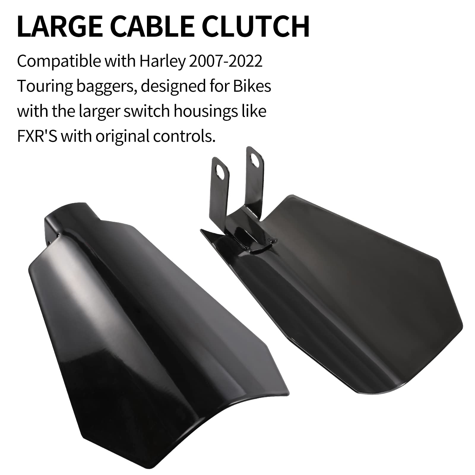 Huazu Coffin Cut Motorcycle Handguards - Black Hand Guards For 2007-2022 Harley Davidson Touring, Sportster, Dyna (Large, Cable Clutch Compatible)