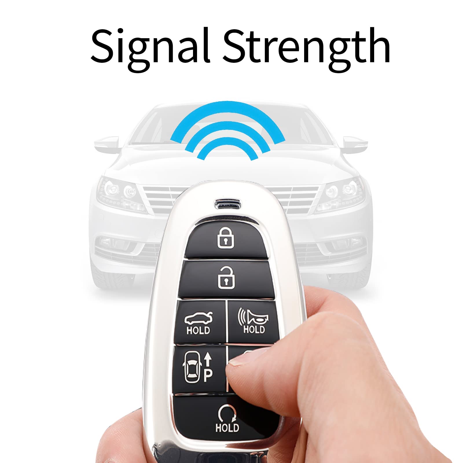 Kespevn For Hyundai Key Fob Cover 7 Button With Leather Keychain Soft Tpu 360 Degree Protection Car Key Case Shell Holder Fits F