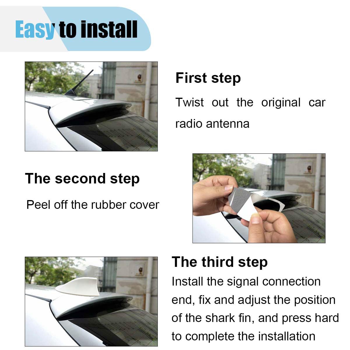 Car Shark Fin Antenna Cover, Plastic Automotive Signal Roof Aerial Cover with Adhesive Tape, Universal Roof Mount Antenna Replac