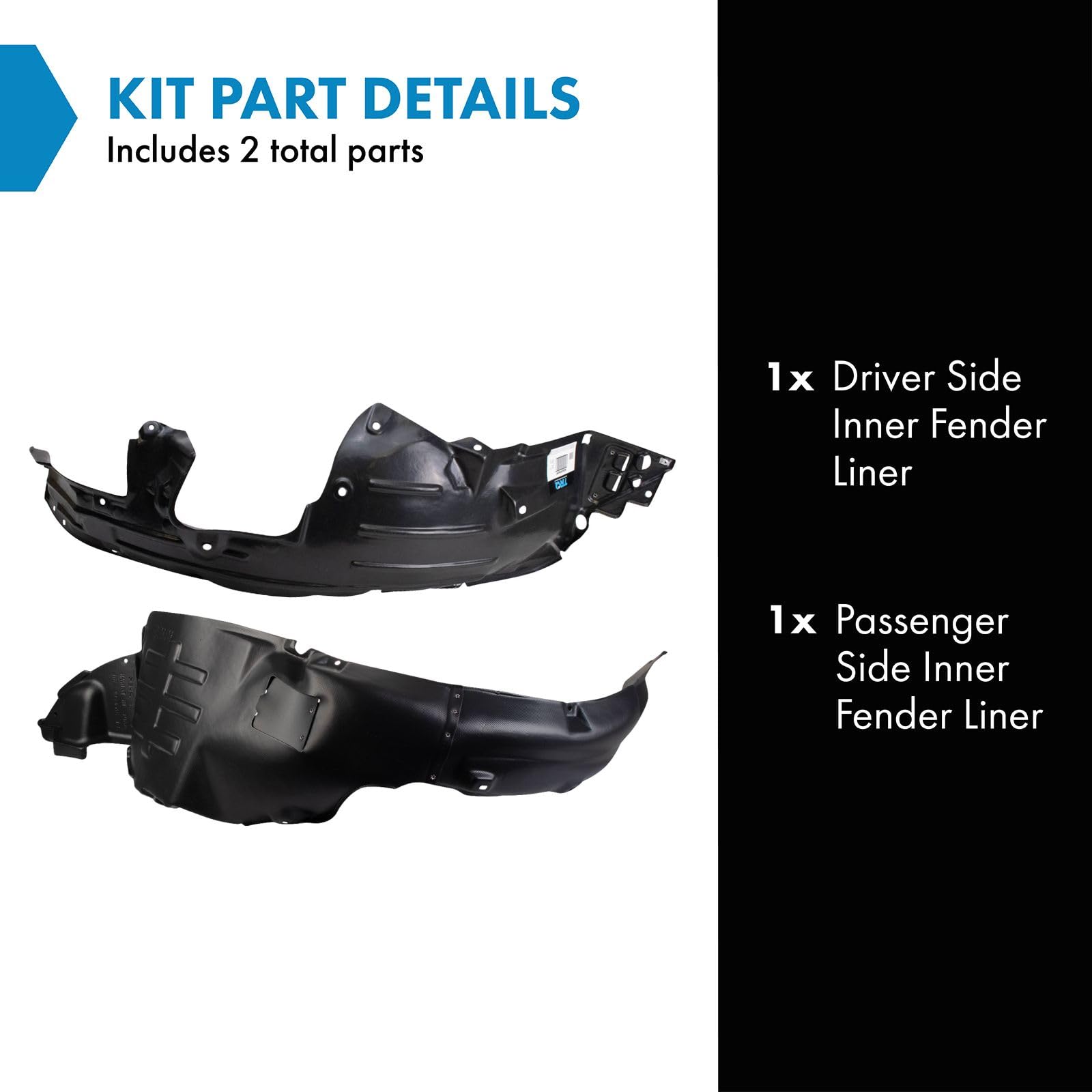 Trq Inner Fender Liner Set Compatible With 2011-2013 Hyundai Sonata Hy1248124 Hy1249124