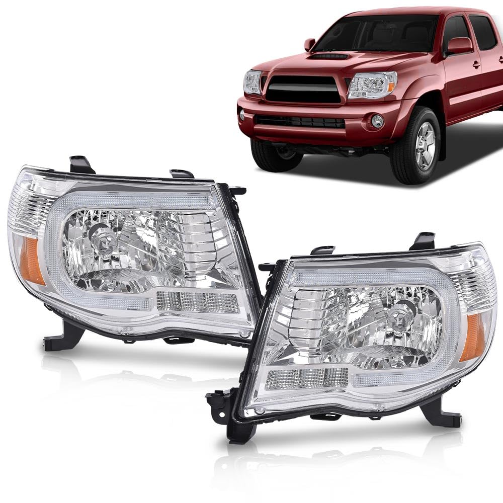 G-Plus Led Drl Tube Halo Projector Headlights W/O Bulbs Driver & Passenger Side,Fit For Toyota Tacoma 2005 2006 2007 2008 2009 2