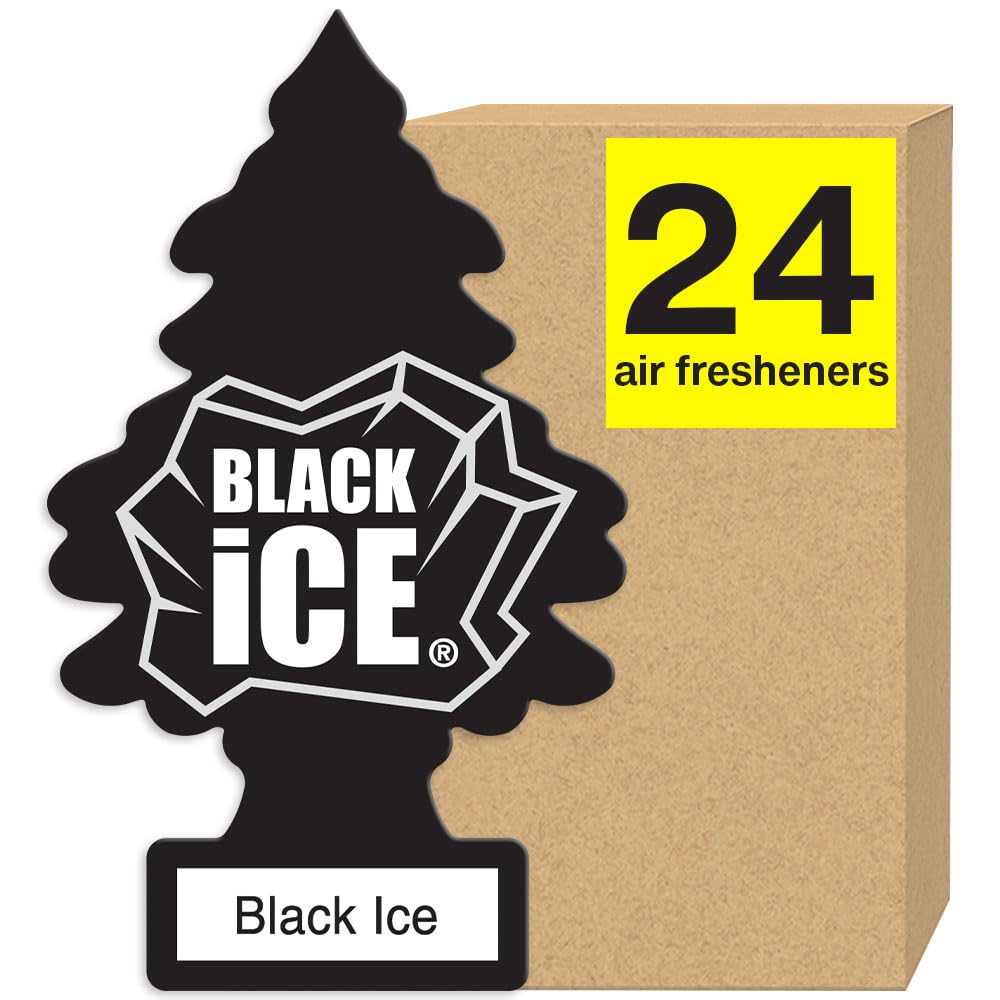 Little Trees Air Fresheners Car Air Freshener. Hanging Tree Provides Long Lasting Scent For Auto Or Home. Black Ice, 24 Air Fresheners