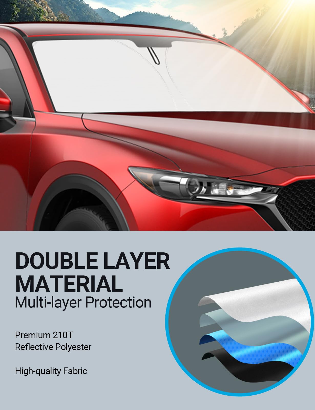Proadsy Front Windshield Sun Shade Foldable Sunshade Protector Sun Visor Custom Fit 2020-2024 2025 Mazda Cx-30 Cx30 Suv Accessories