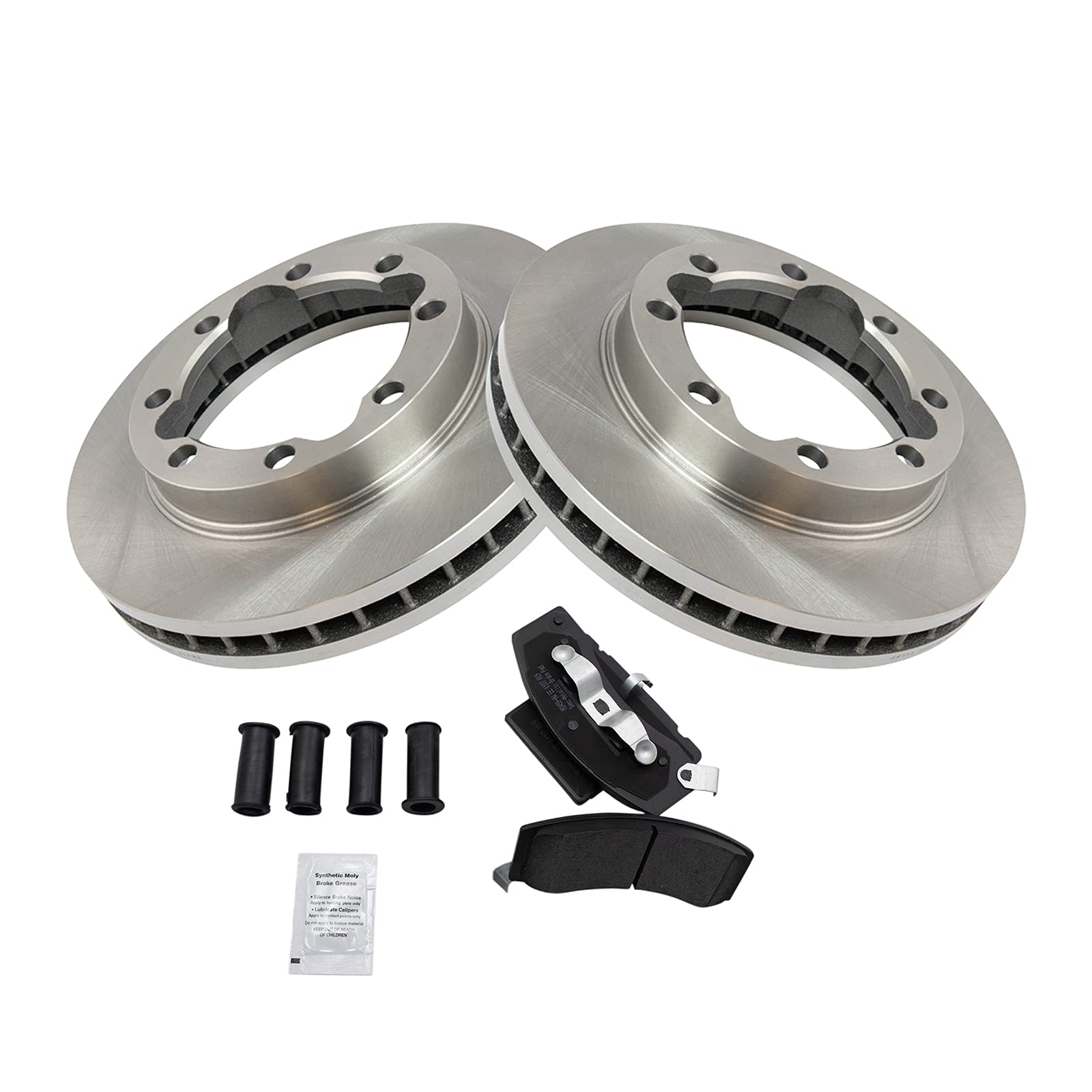 Trq Front Brake Pad & Rotor Kit Brake Pads Brake Rotor Semi-Metallic Compatible With 1990-2000 Chevrolet K3500 1994-1999 Dodge R
