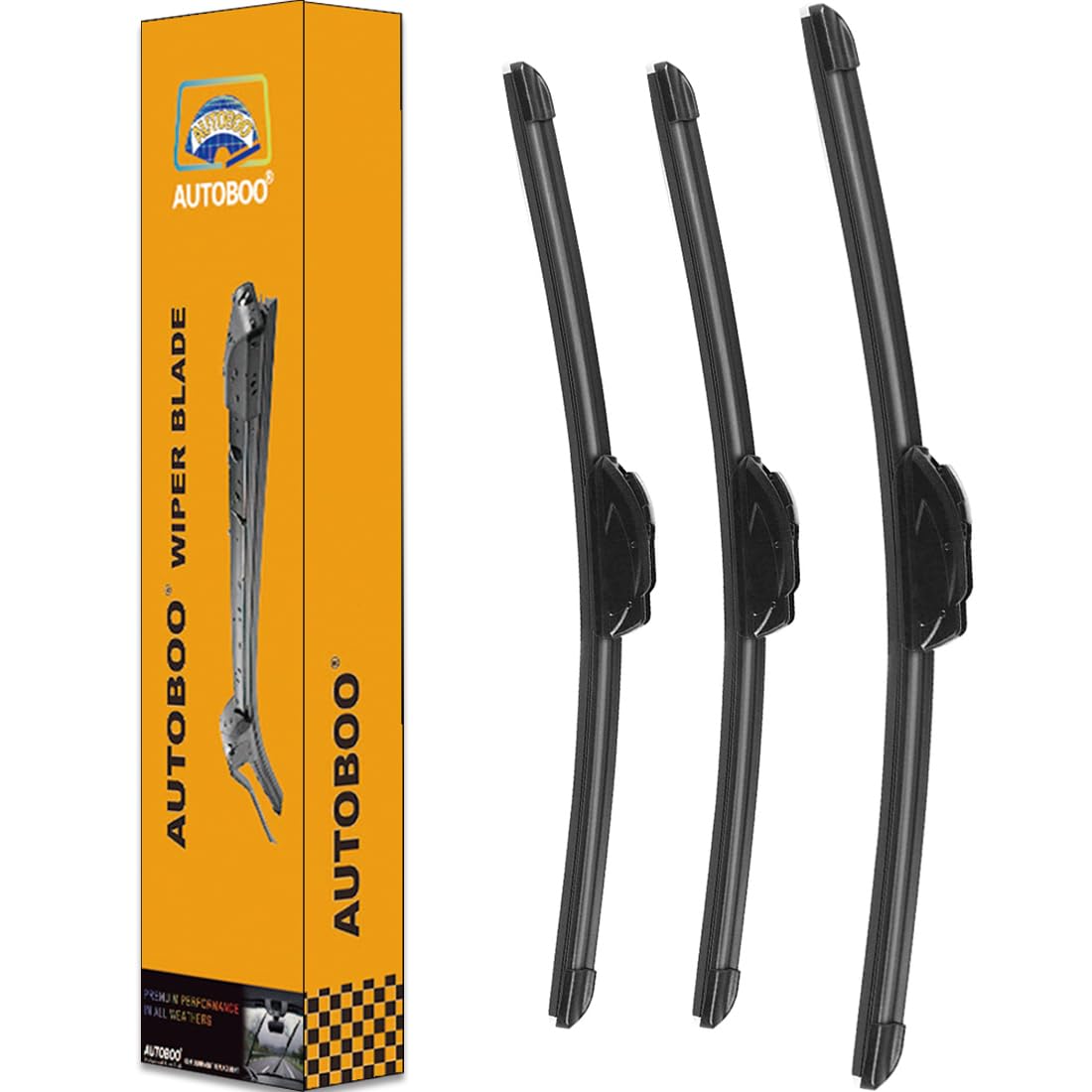 Autoboo 16''+14''+14'' Windshield Wiper Blade For Toyota Fj Cruiser 2014-2007 -Original Equipment Replacement (Pack Of 3)