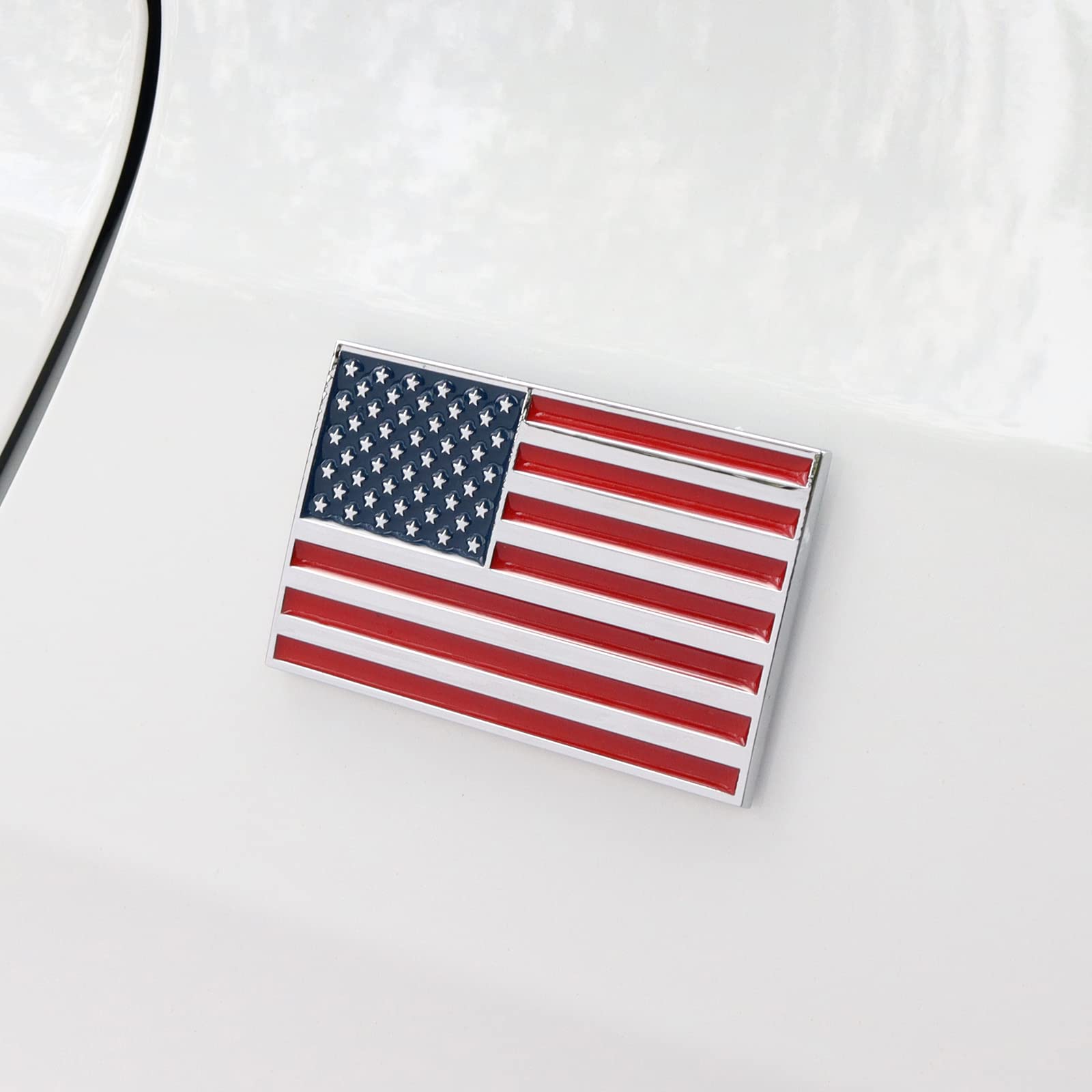 3D American Flag Metal Car Sticker, 3.15'' X 2'' Usa Flag Decal, Zinc Alloy Emblem For Truck, Car, Motocycle, Boat (Original)