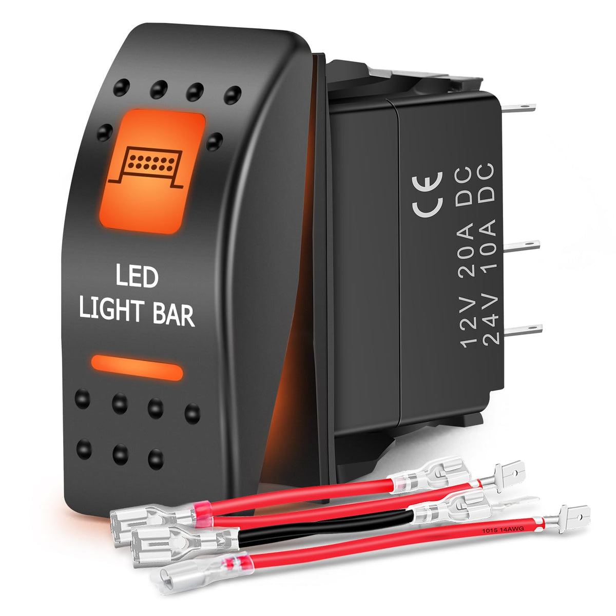 Nilight Utv Led Light Bar Rocker Switch On Off 5 Pin Spst Led Light Bar Switches W/Orange Backlit 12V 24V Toggle Switches Compat