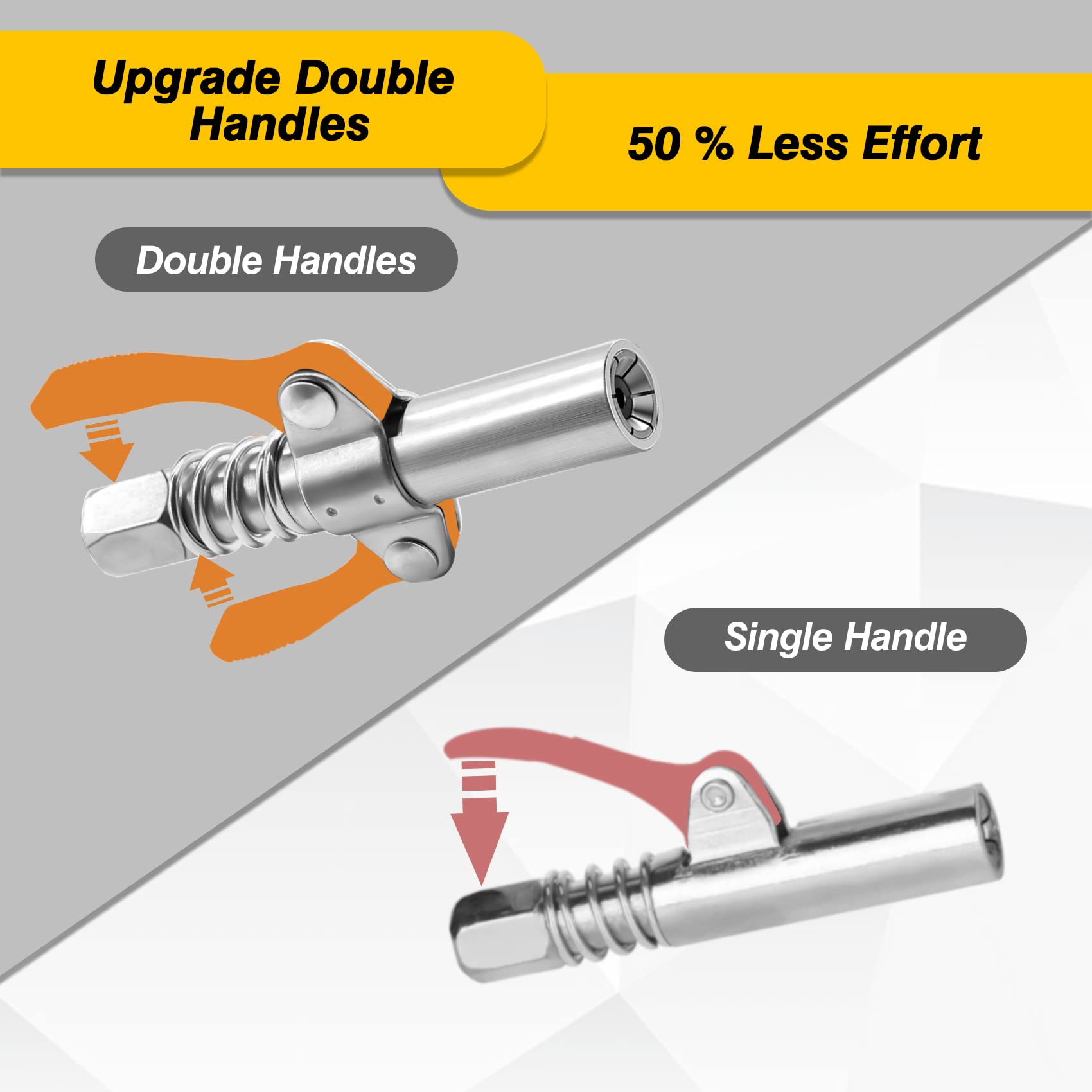 Comviee Grease Gun Coupler, Double Handle Quick Lock Release Grease Tips Ends Couplers, Rated 10,000 Psi, Compatible With All Gr