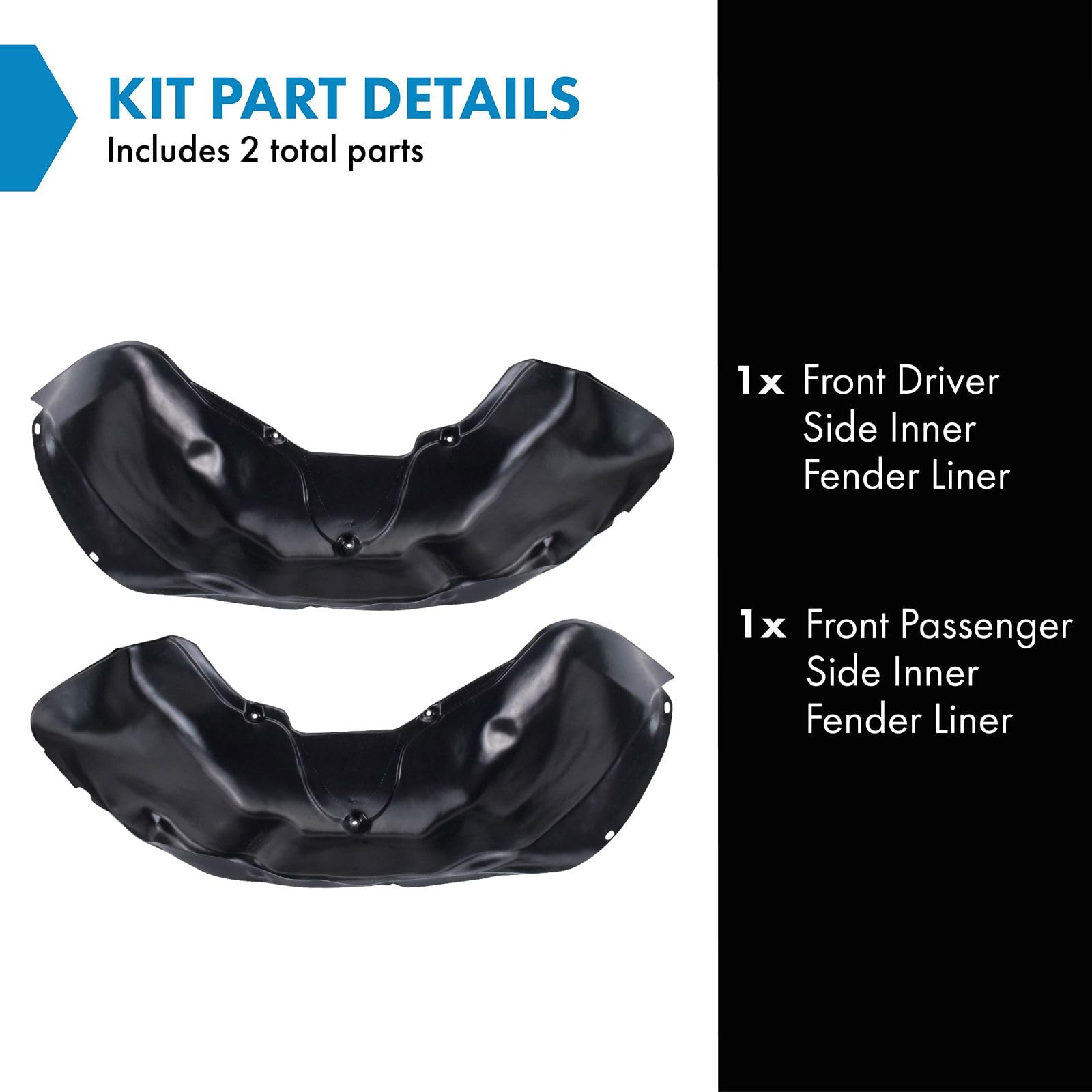 Trq Front Inner Fender Liner Set Compatible With 1994-2001 Dodge Ram 1500 1994-2002 Ram 2500 Ram 3500 Ch1248103 Ch1249103