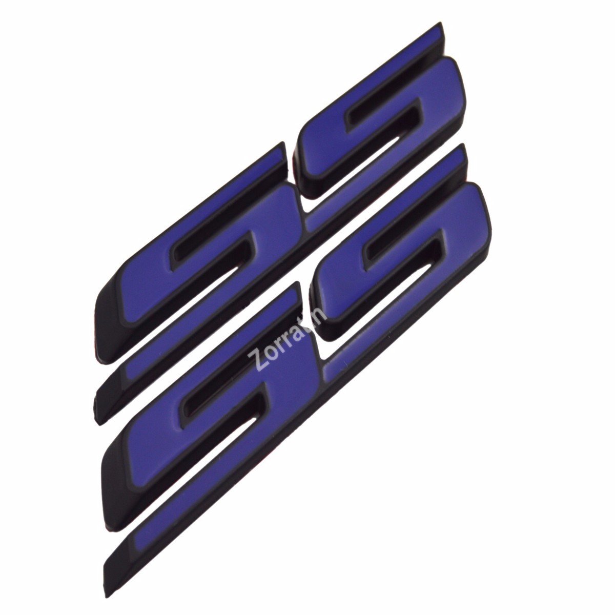 Blue Slant SS Grill Side Trunk Emblem Badge Decal with Adhesive for Chevrolet Chevy Camaro Impala Malibu Holden 2010-2015 (2 pieces)