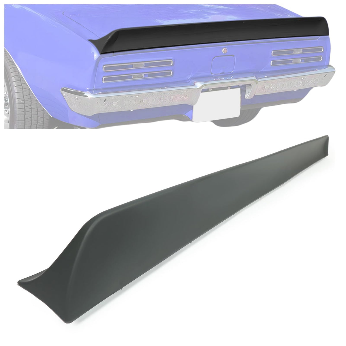 KUAFU Trunk Rear Bumper Spoiler Compatible with 1967 1968 Pontiac Firebird Chevrolet Camaro Wing Fin Air Dam Deflector Nylon Gra