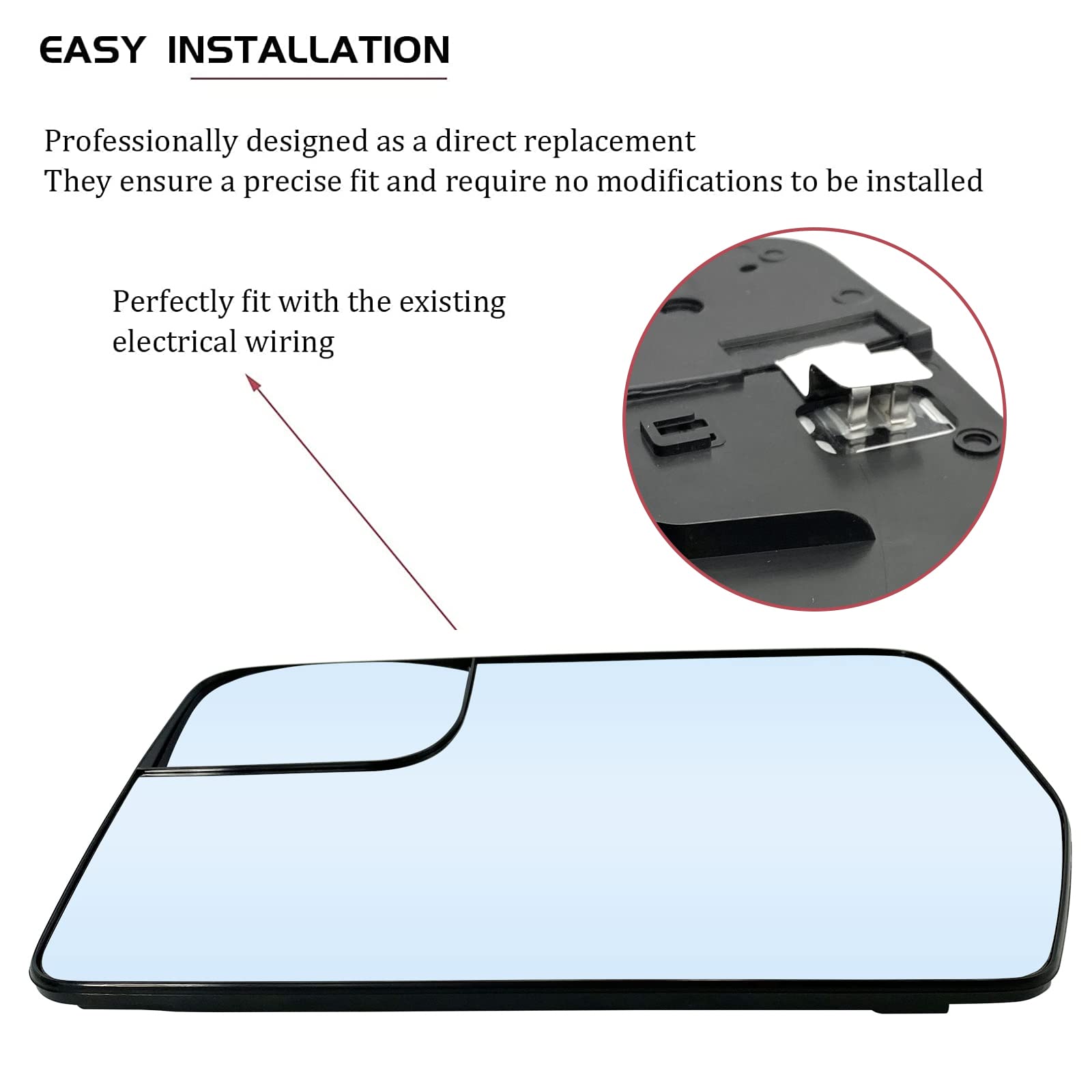 Driver Left Side Heated Mirror Replacement For 2011 2012 2013 2014 Ford F150 Blind Spot Mirror Glass - Side View Heated Convex M