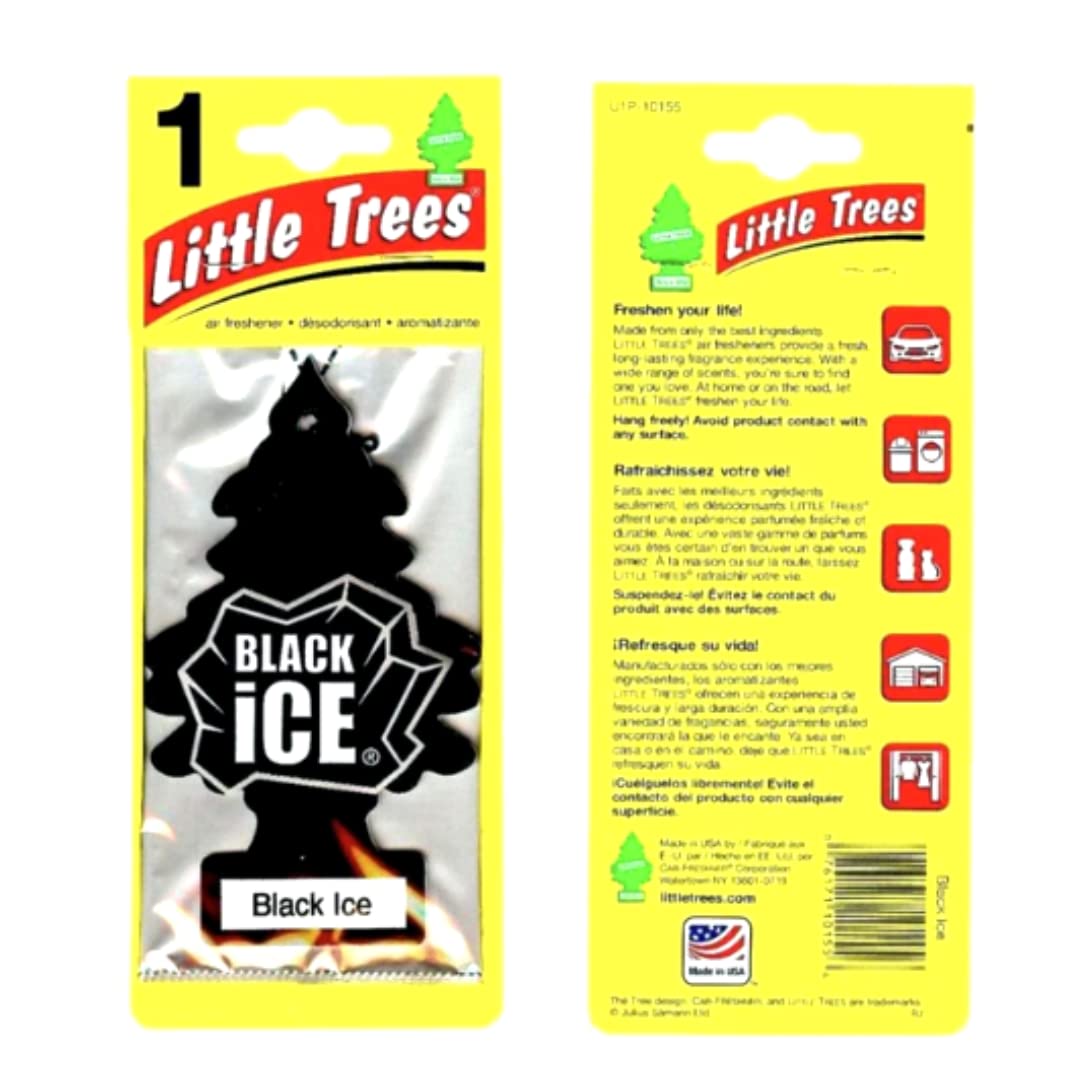 Little Trees Car Air Freshener | Hanging Paper Tree For Home Or Car | Black Ice | 3 Pack