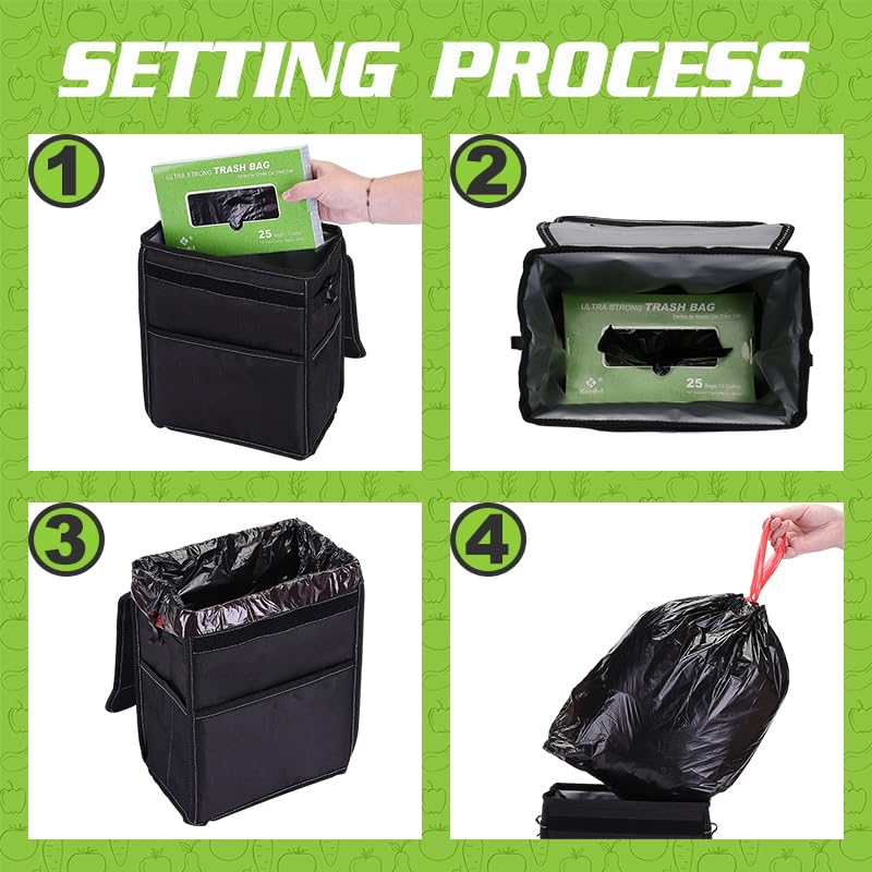 Knodel Drawstring Trash Bags, Perfect For Knodel Car Trash Can With Lid, And For Knodel Car Trash Can With Zipper, Ultra Strong Garbage Bags, 3 Gallon, 50 Count