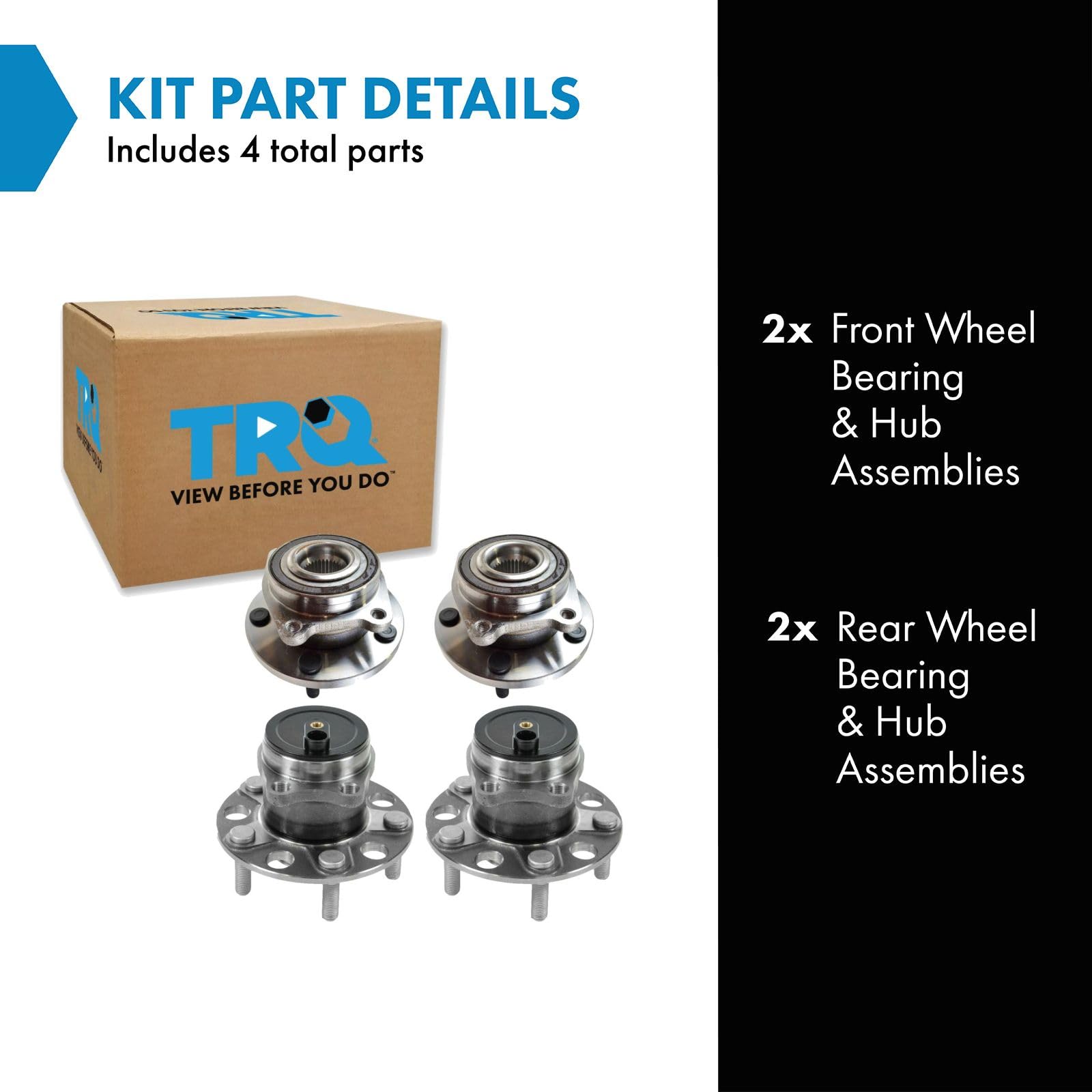 Trq Wheel Hub Bearings Assembly Set Compatible With 2011-2014 Chrysler 200 2007-2010 Sebring 2008-2014 Dodge Avenger