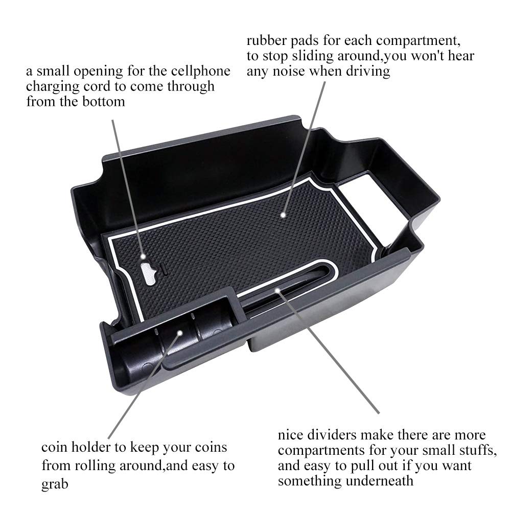 Vesul Center Console Organizer Armrest Storage Tray Compatible With Cadillac Xt5 2017 2018 2019 Abs Insert Organizer Glove Palle