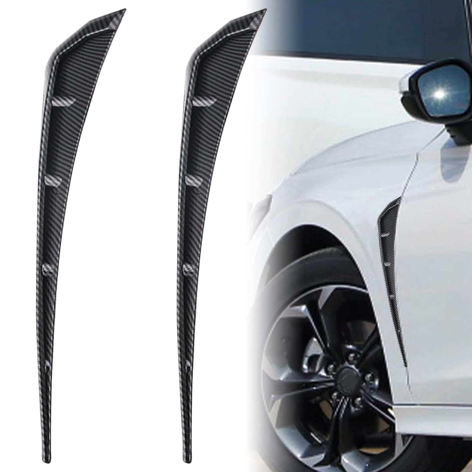 ZBGUN 2 PCS Car Fender Side Vents, ABS Carbon Fiber Spoiler, Fender Decorative Stickers,Air Flow Intake Hole Grille,Compatible w