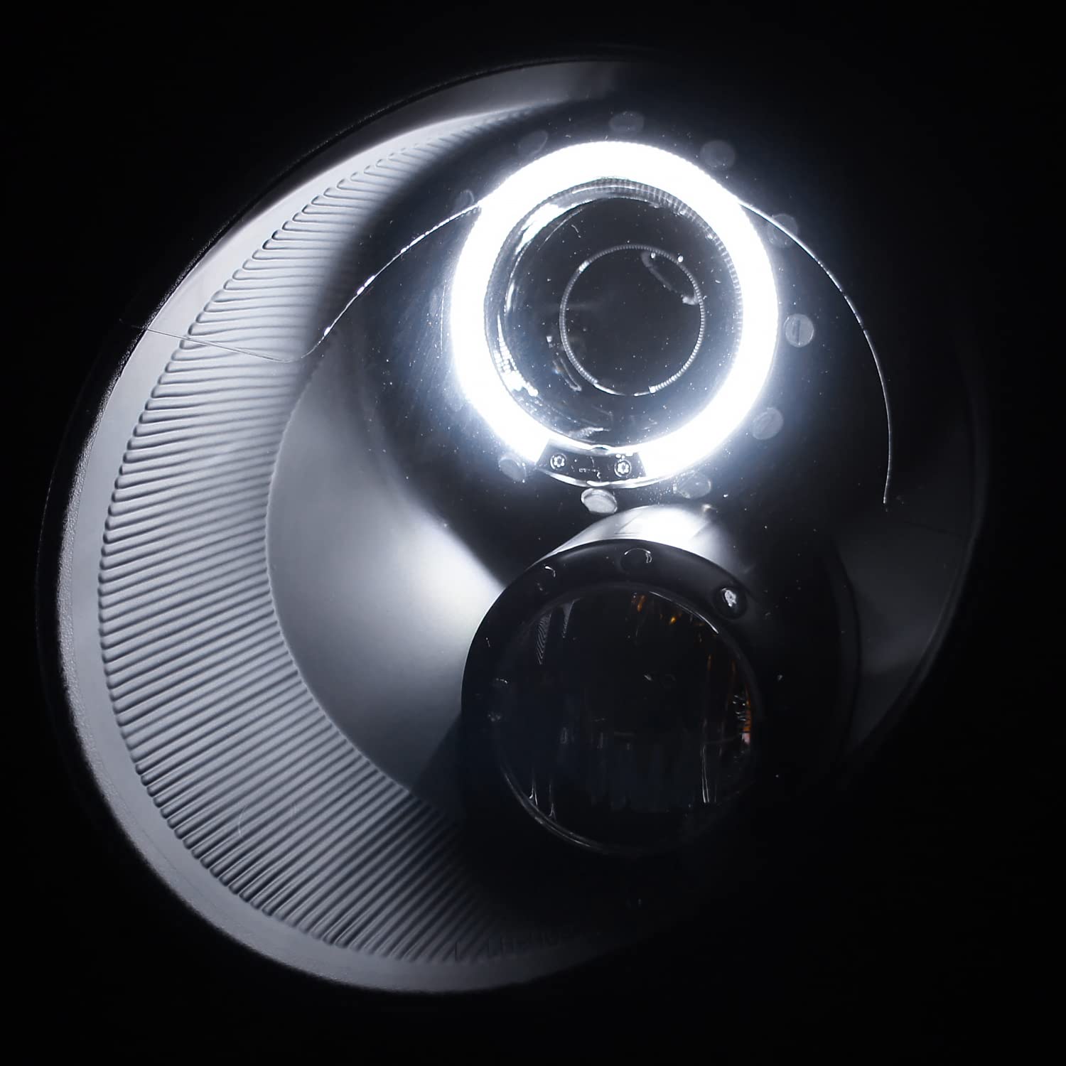 Spec-D Tuning Halo Ring Black Projector Headlights Compatible with 2007-2013 R56 MINI Cooper Models Left + Right Pair Headlamps