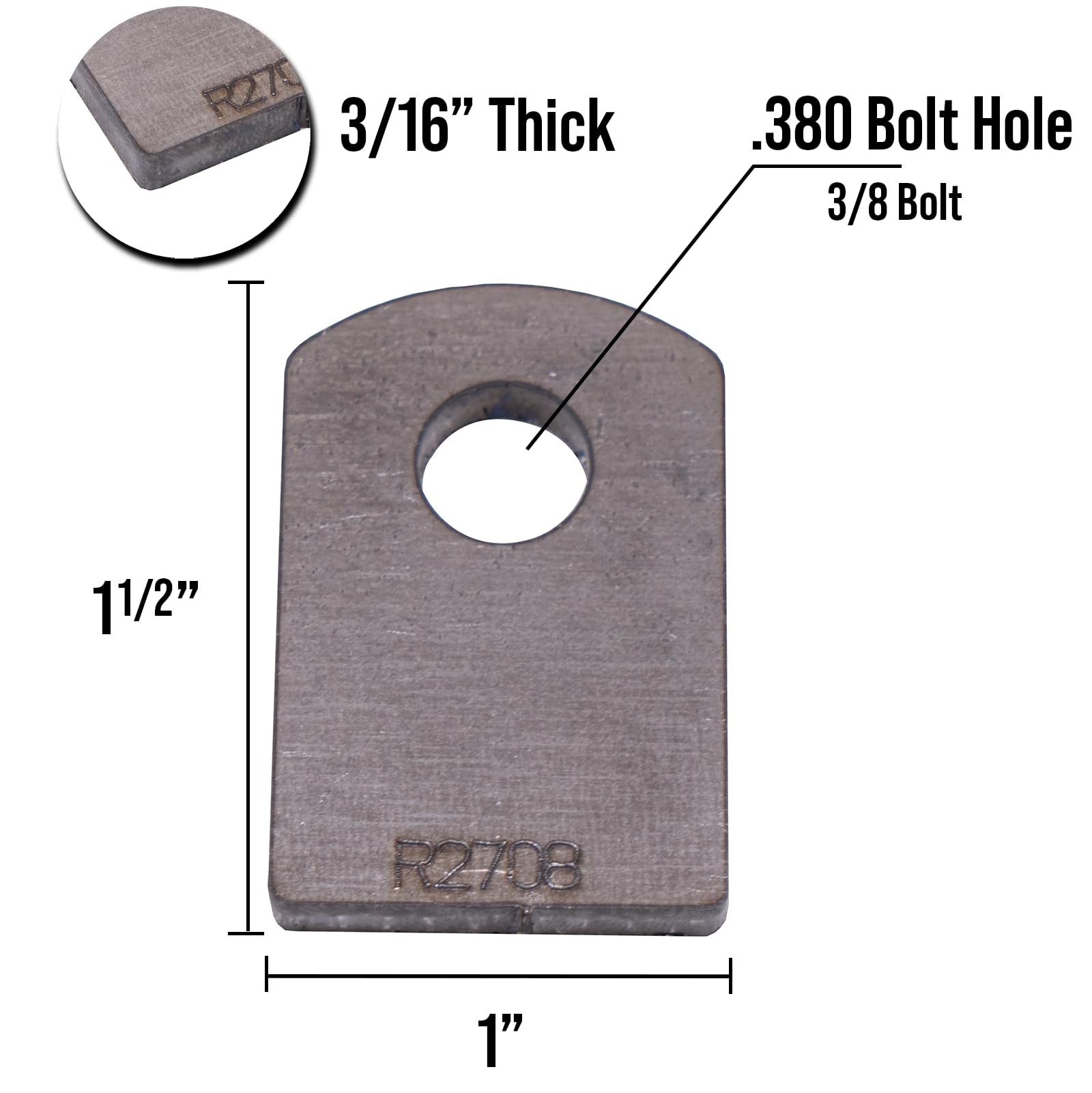 RuffStuff Specialties Weld On Tab - Basic Weld Tab - 1 1/2'' Tall - 1'' Wide - 3/16'' Thick - R2708