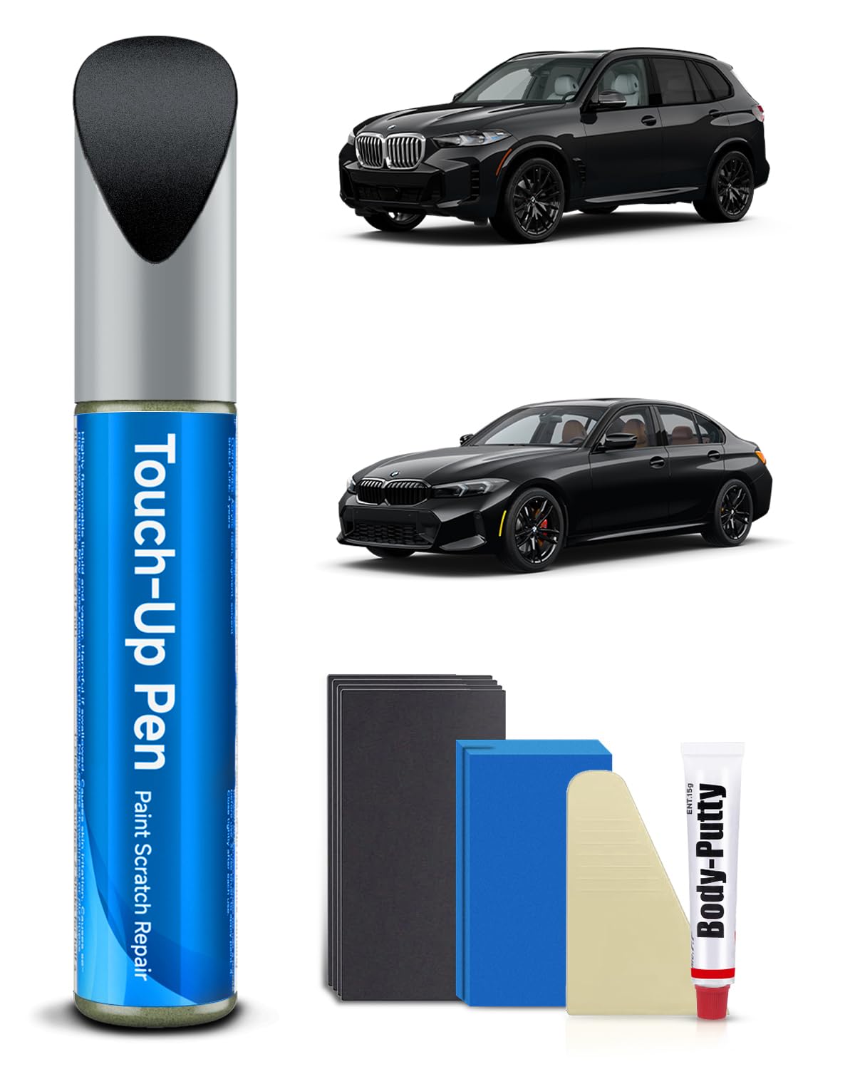 Teslaunch Carbon Black Metallic (416) For Bmw Car Touch Up Paint Kit,Exact Match Car Scratch Repair Touch Up Paint Kit(Carbon Bl