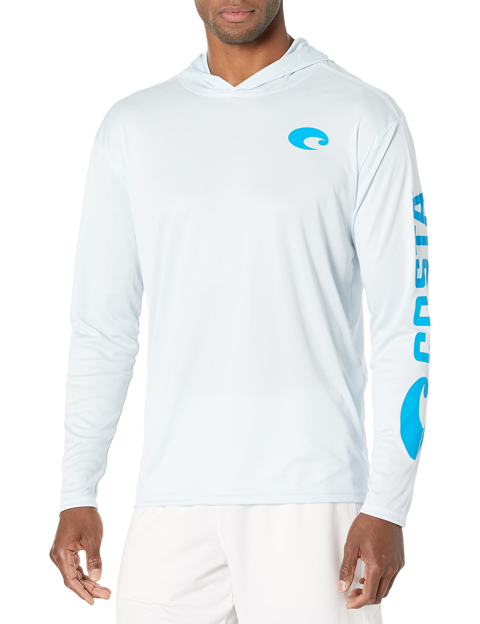 Costa Del Mar Men'S Technical Hood Long Sleeve Shirt, Arctic Blue, Large