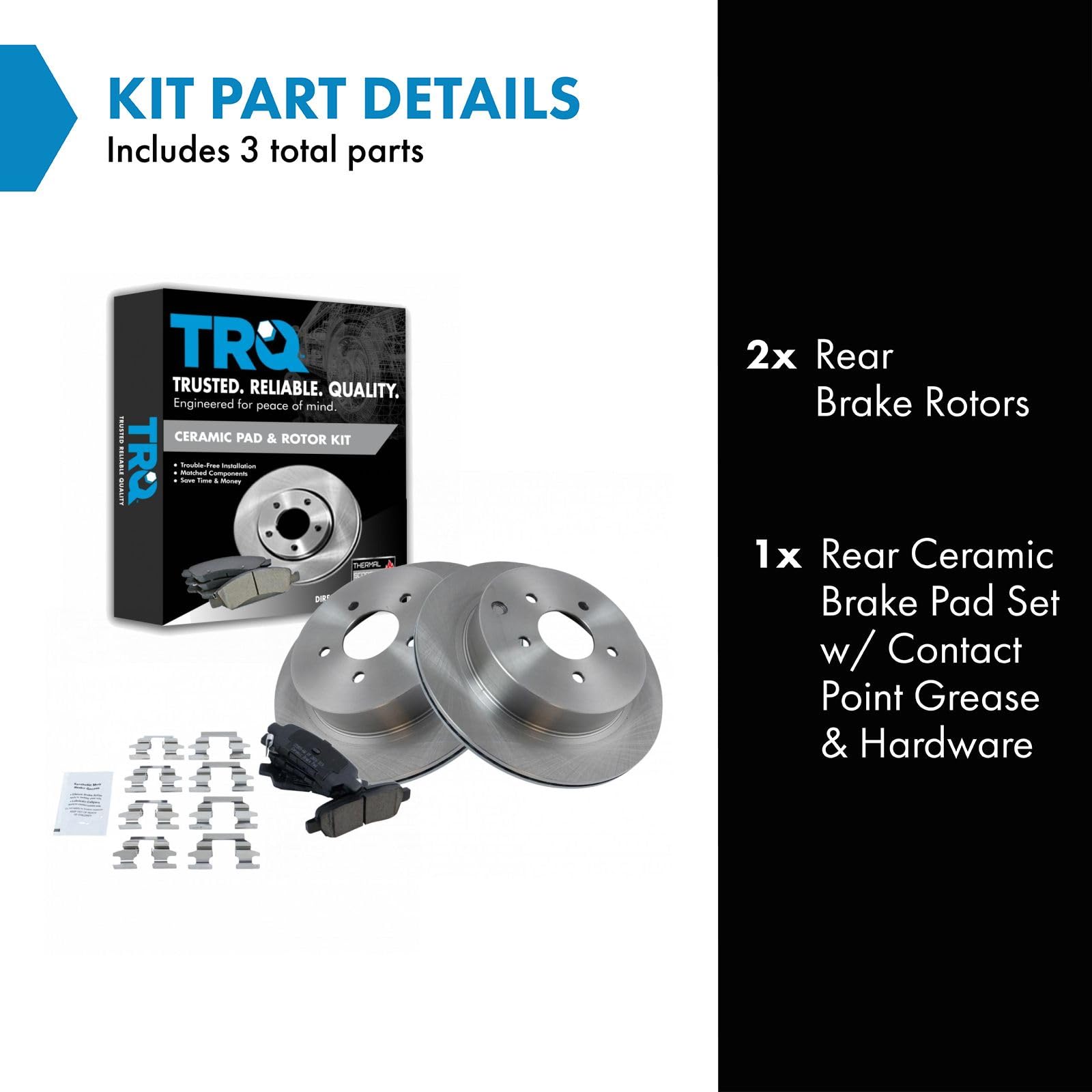 TRQ Rear Premium Posi Ceramic Disc Brake Pad & Rotor Kit for Nissan