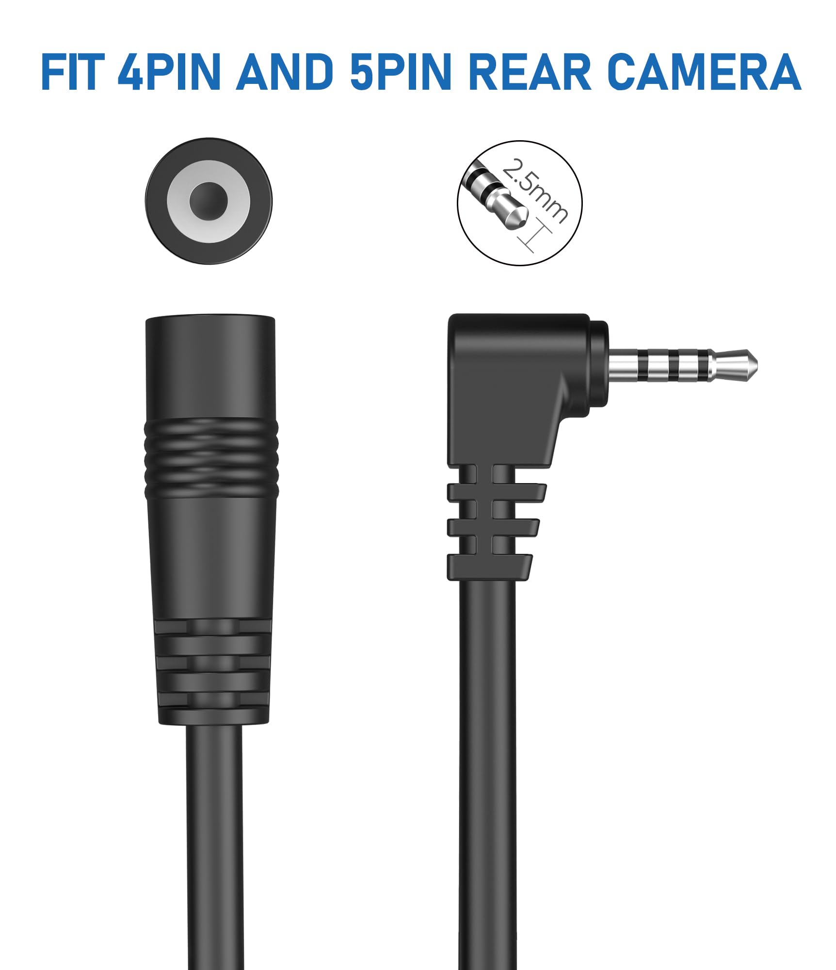 Yqmajim Dash Cam Reverse Camera Extension Cable, (9Ft) 90 Degree 2.5Mm 4 Pole Male To Female Mirror Camera Rear View Extension C