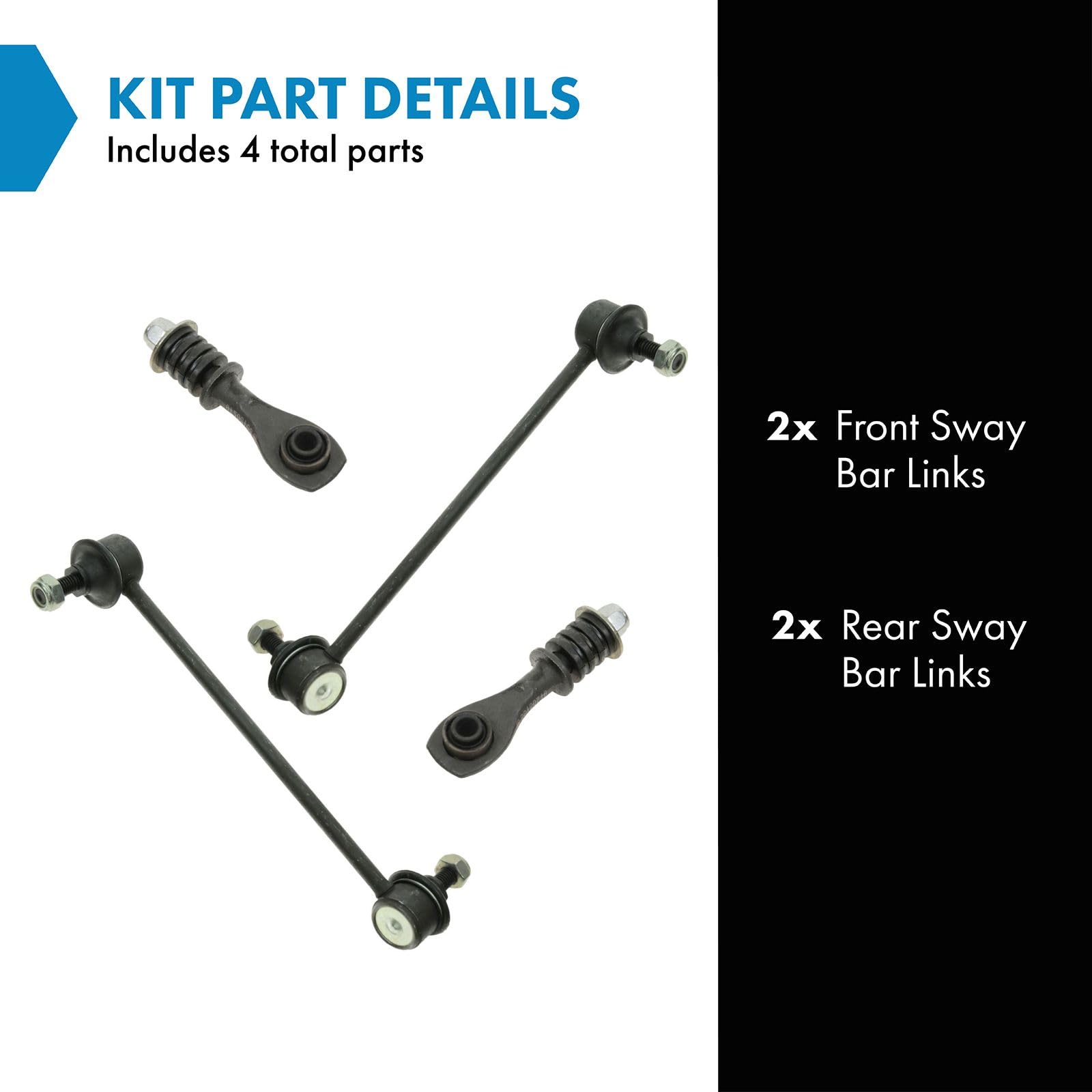 Trq Front & Rear Sway Bar Stabilizer Link Set Compatible With 1995-2000 Ford Contour 1999-2002 Mercury Cougar Mystique