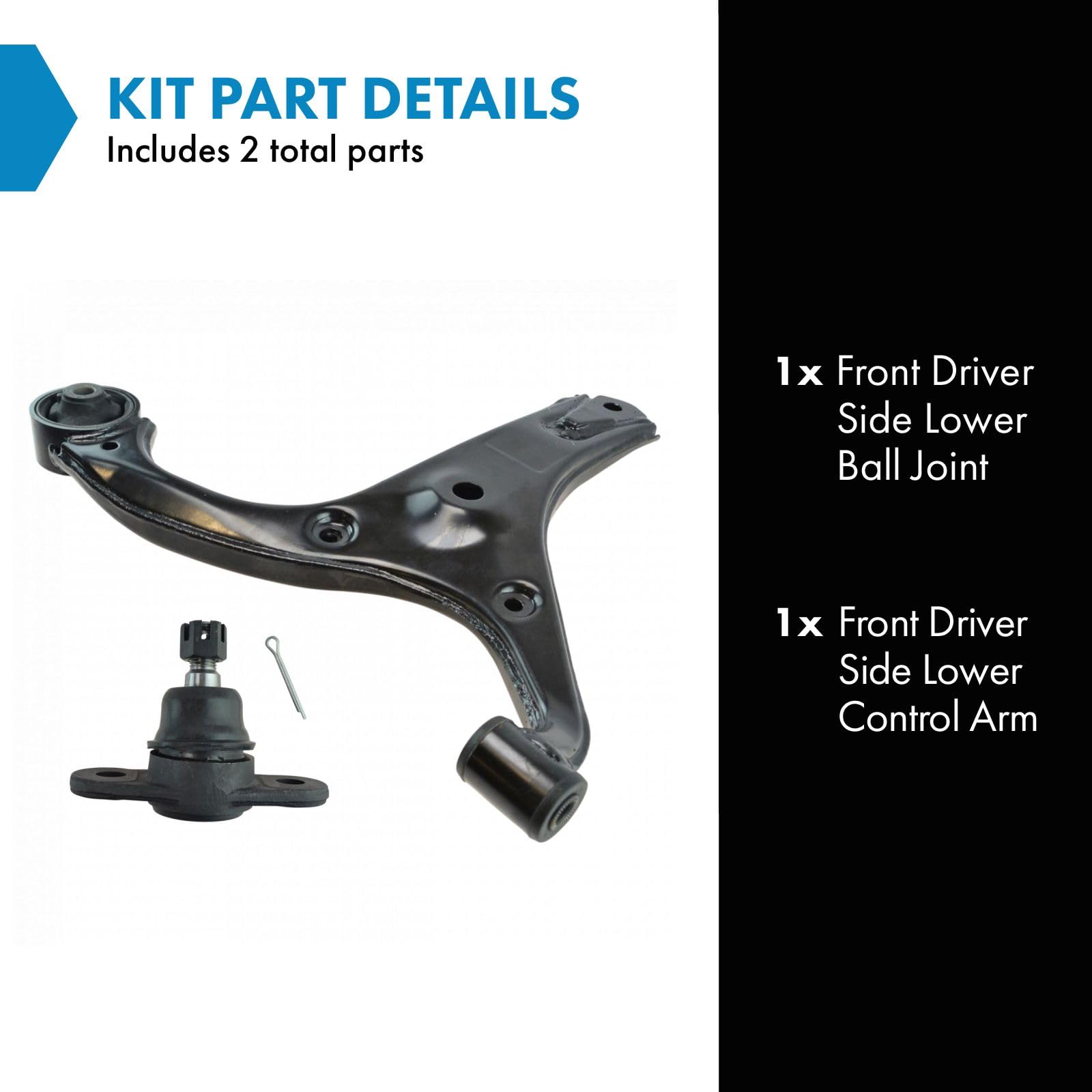 Trq Front Left Lower Control Arm With Ball Joint Set Drivers Side Compatible With 2006-2011 Hyundai Accent Kia Rio Rio5