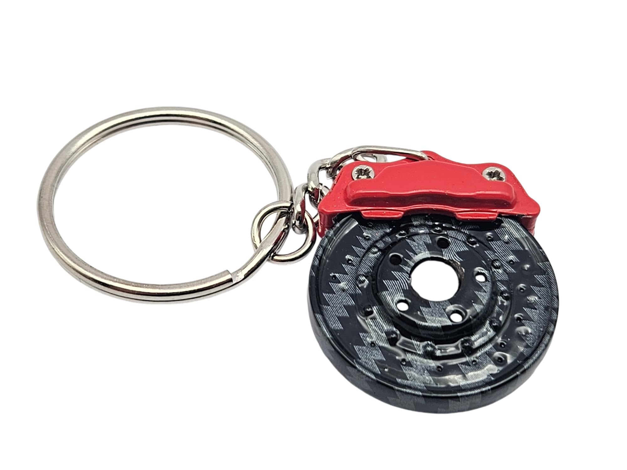 Gt//Rotors Carbon Fiber 5Pc Mini Auto Parts Keychains - Turbo, Six Speed Manual Gearbox Stick Shift, Wheel, Red Brake Rotor, Wre