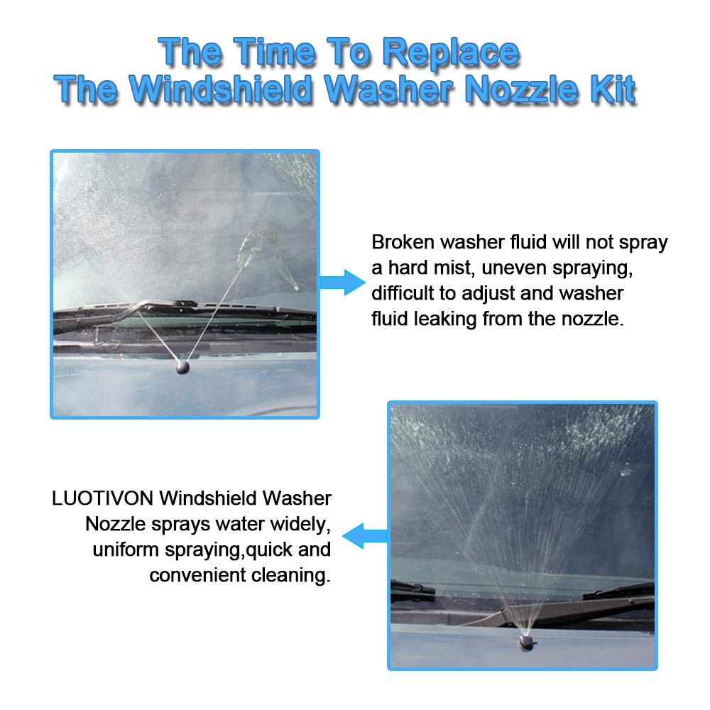 Front Windshield Washer Nozzles Wiper Spray Kit- For: Dodge, Ram, Jeep - Replaces Oem #: 4805742Ab, 5116079Aa