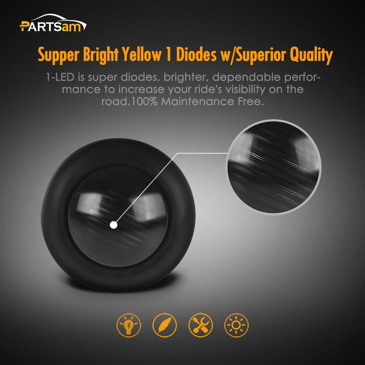 Partsam 20Pack 3/4'' Inch Smoke Lens Amber Led Round Clearance Lights Side Marker Identification Light Turn Signal Grill Light F