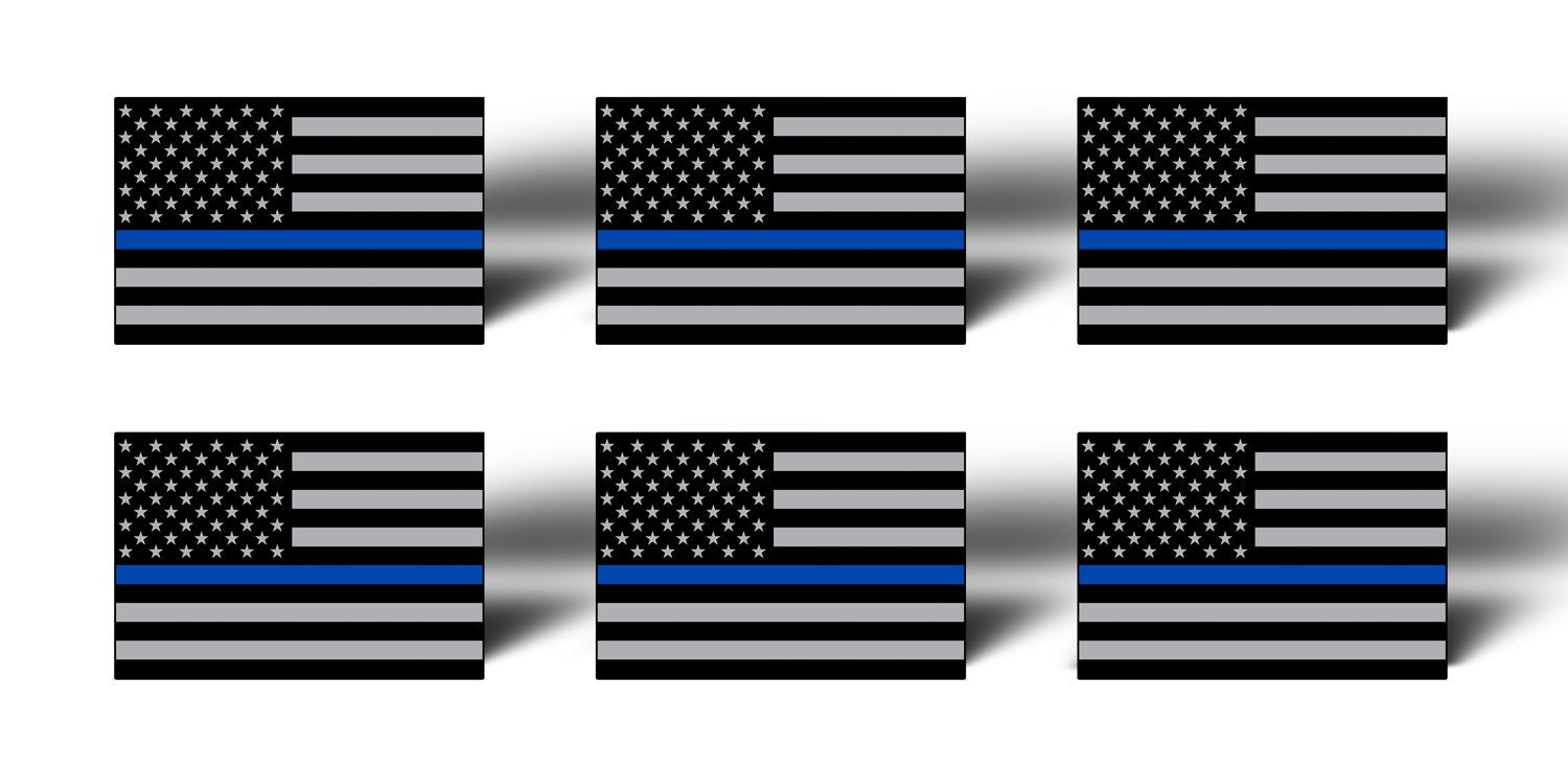 Blue Line 6 Pack Mini American Flag Subdued Stickers Decals Lives Matter - Support Police Tag Usa