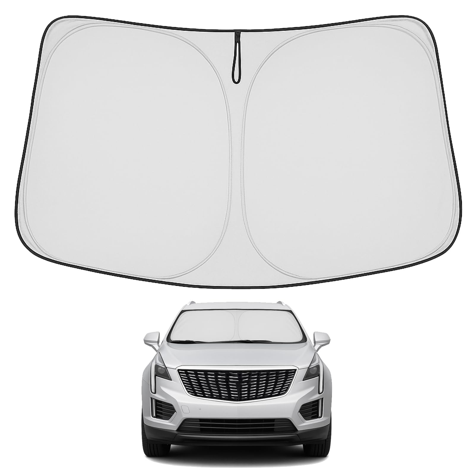 Proadsy 2025 Upgrade Windshield Sun Shade Custom Fit Cadillac Xt5 2017-2025 4-Layer Foldable Front Sunshade Protector Sun Visor