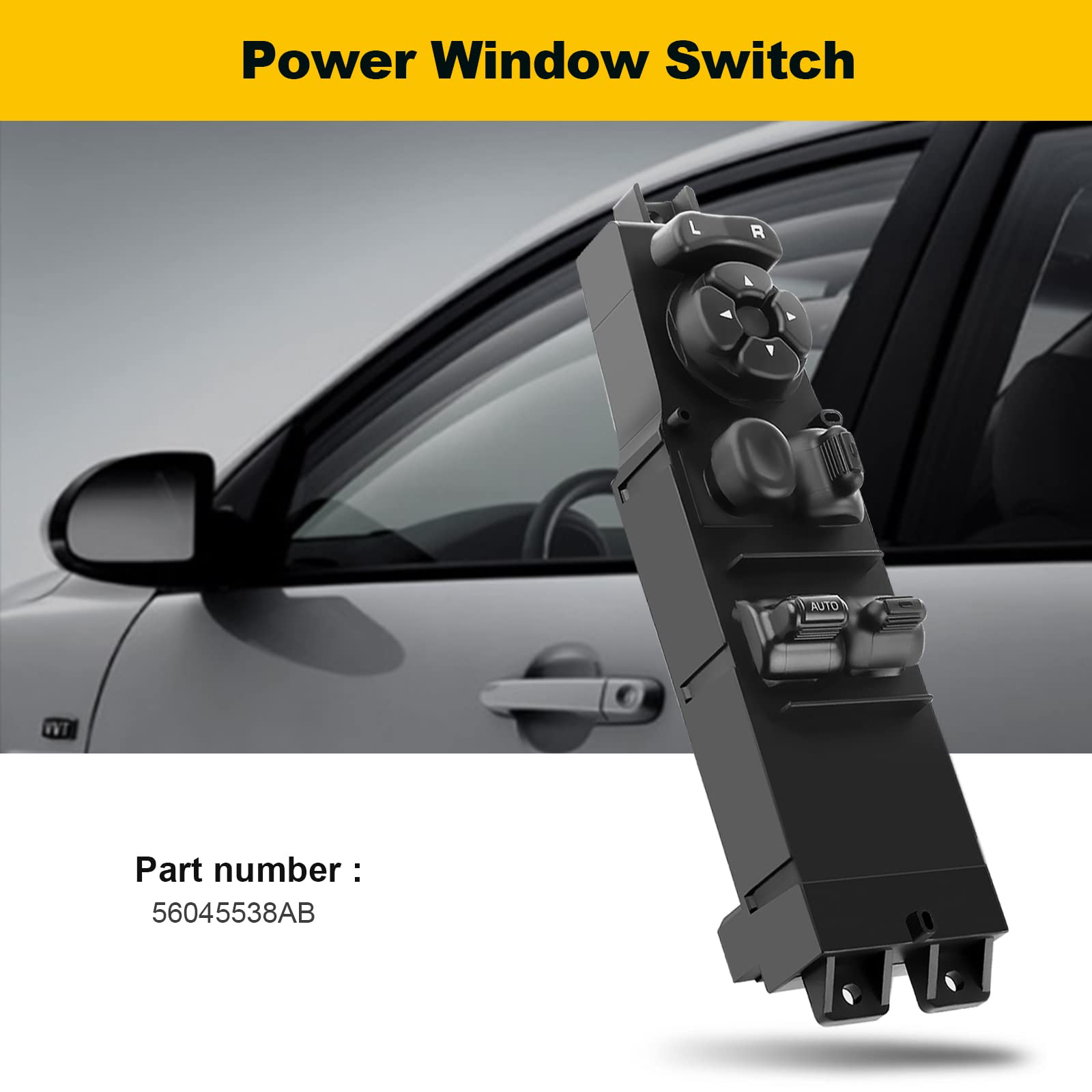 Power Window Switch Driver Side Power Window Master Control Switch Fits for Dodge 2001-2004 Dakota Club Cab 2001-2004 Dakota Regular Cab 2002 for Ram 1500 Truck Regular Cab Replace 56045538AB